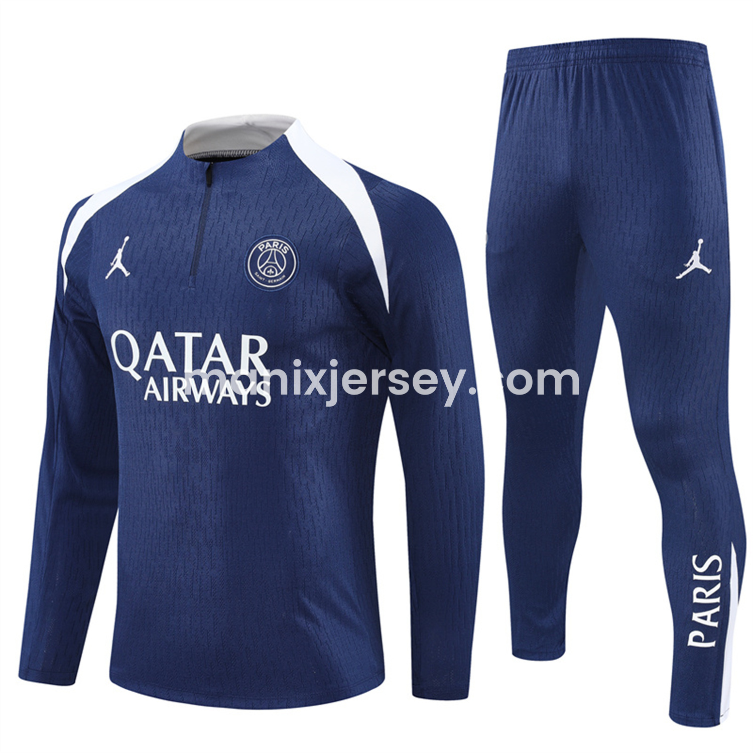 ManixJersey.com | Paris Saint-Germain PSG 25-26 Long Sleeves Training Set - Royal Blue Top & Royal Blue Pants -Customize Name, Number and Patch | Worldwide Shipping