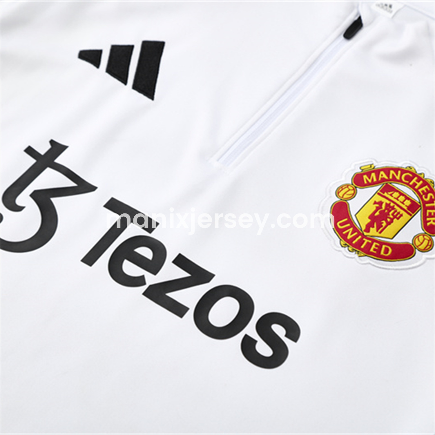 ManixJersey.com | Manchester United 25-26 Long Sleeves Training Set - White Top & Black Pants -Customize Name, Number and Patch | Worldwide Shipping