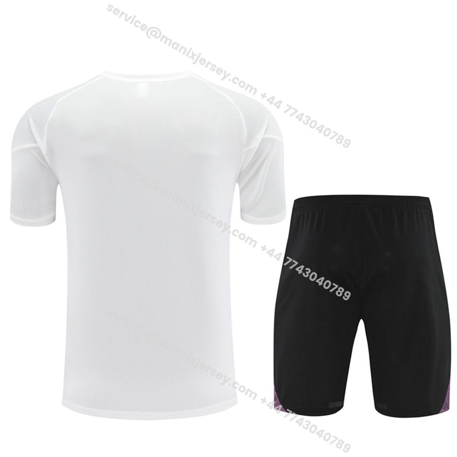 ManixJersey.com | Manchester United 25-26 Kids Short-Sleeve Training Set - White Purple Top & Black Shorts -Customize Name, Number and Patch | Worldwide Shipping