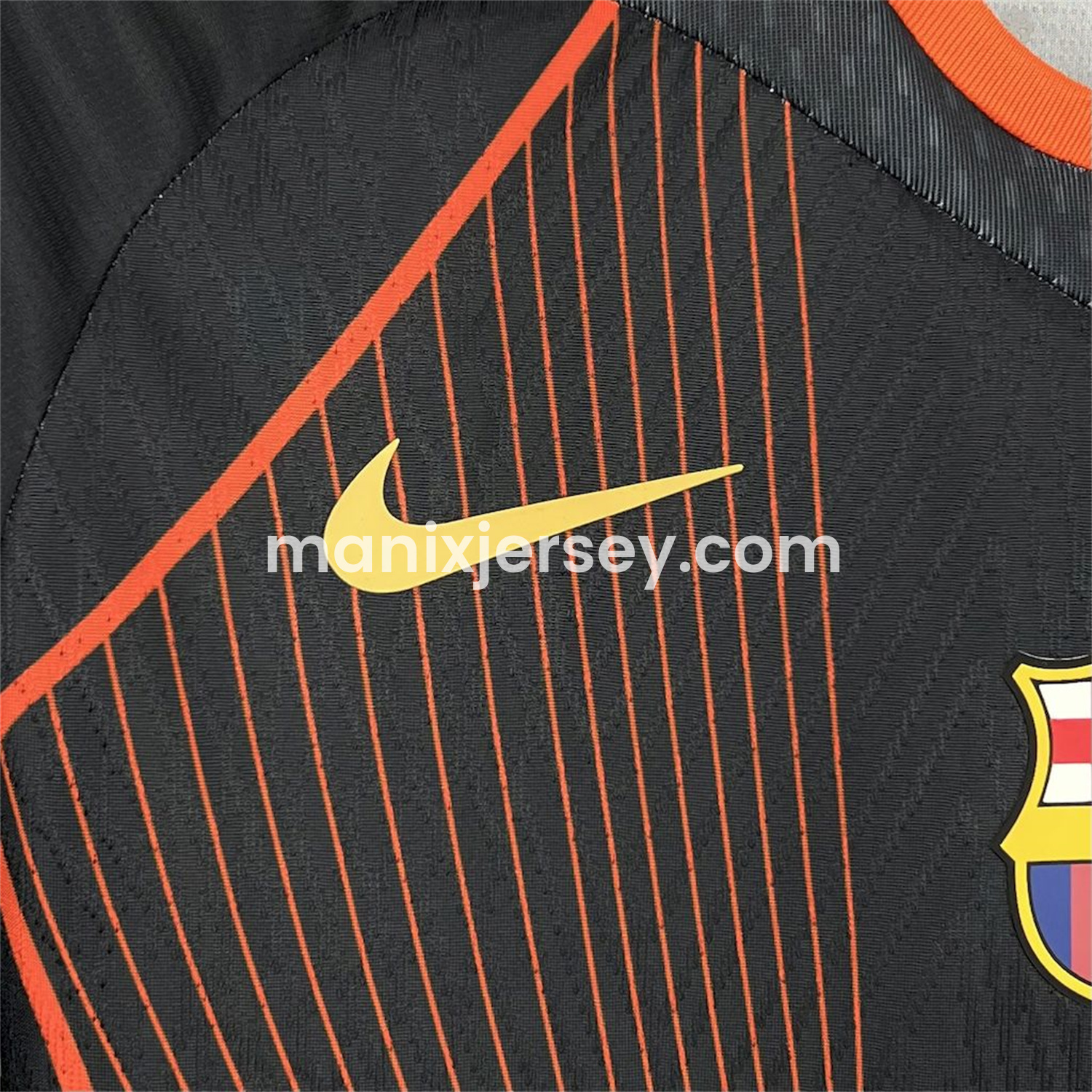 ManixJersey.com | Barcelona 25-26 T90 Orange Lines Black Special Jersey - Fans Version -Customize Name, Number and Patch | Worldwide Shipping