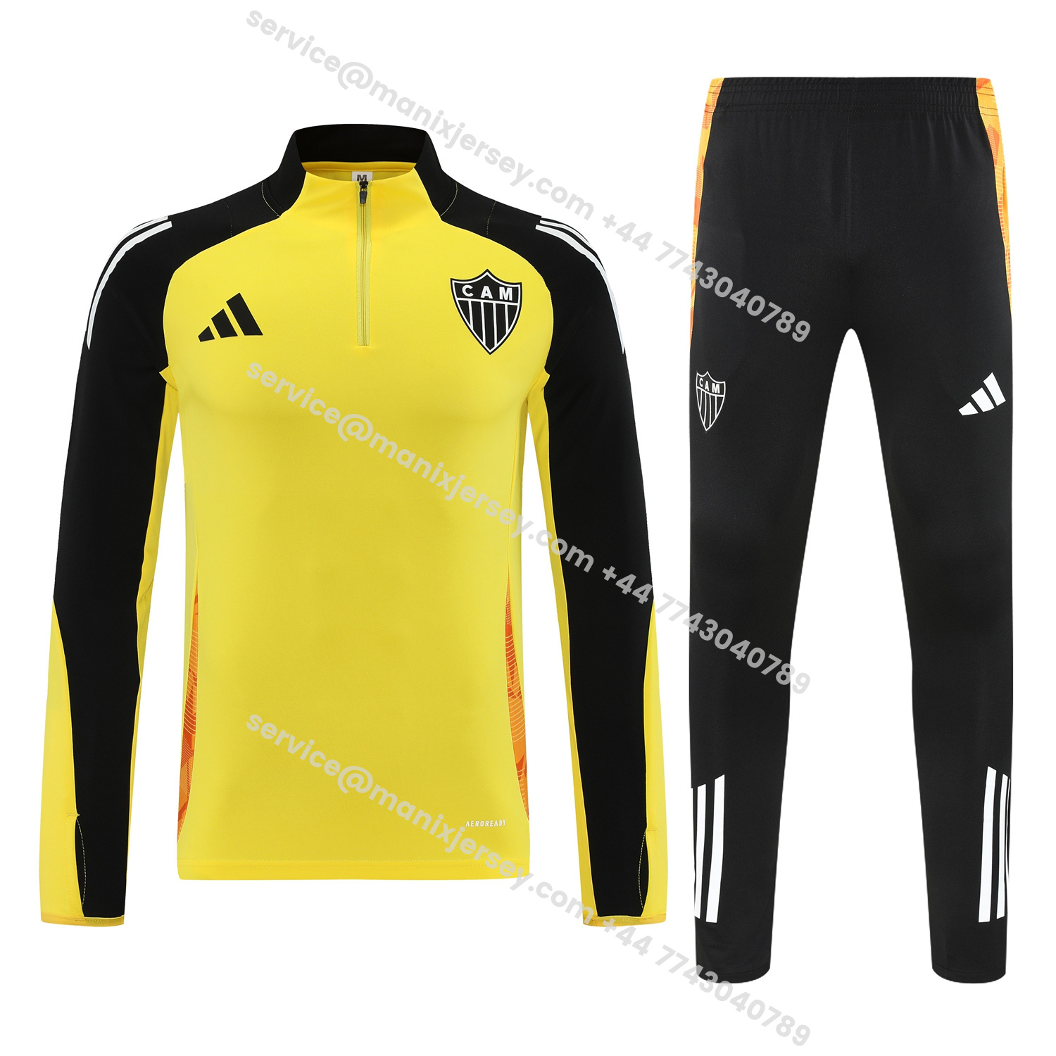 ManixJersey.com | Atletico Mineiro 25-26 Long Sleeve Training Set - Yellow Top & Black Pants -Customize Name, Number and Patch | Worldwide Shipping