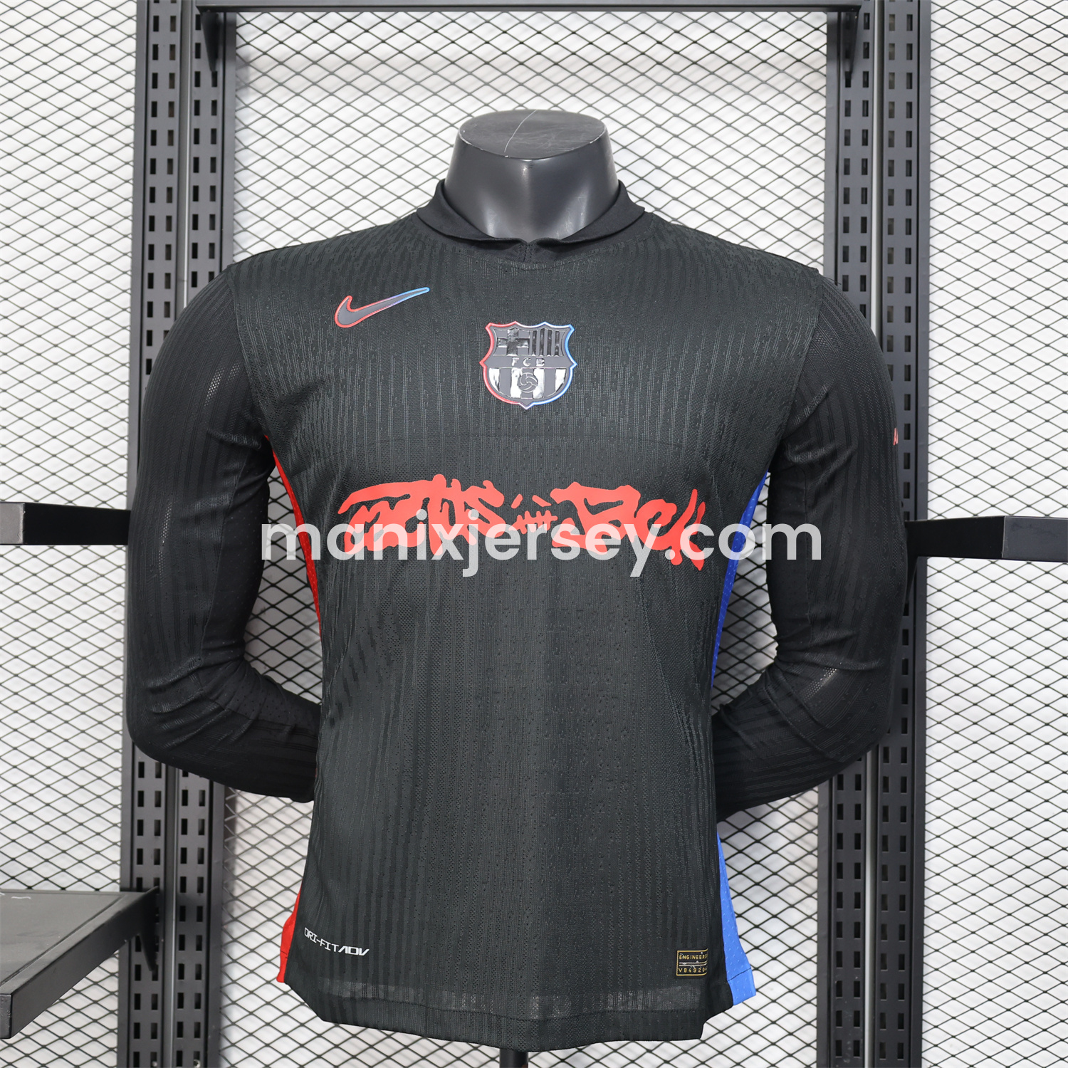 ManixJersey.com | Barcelona x Travis Scott 24-25 Away Black Long Sleeves Jersey - Player Version -Customize Name, Number and Patch | Worldwide Shipping