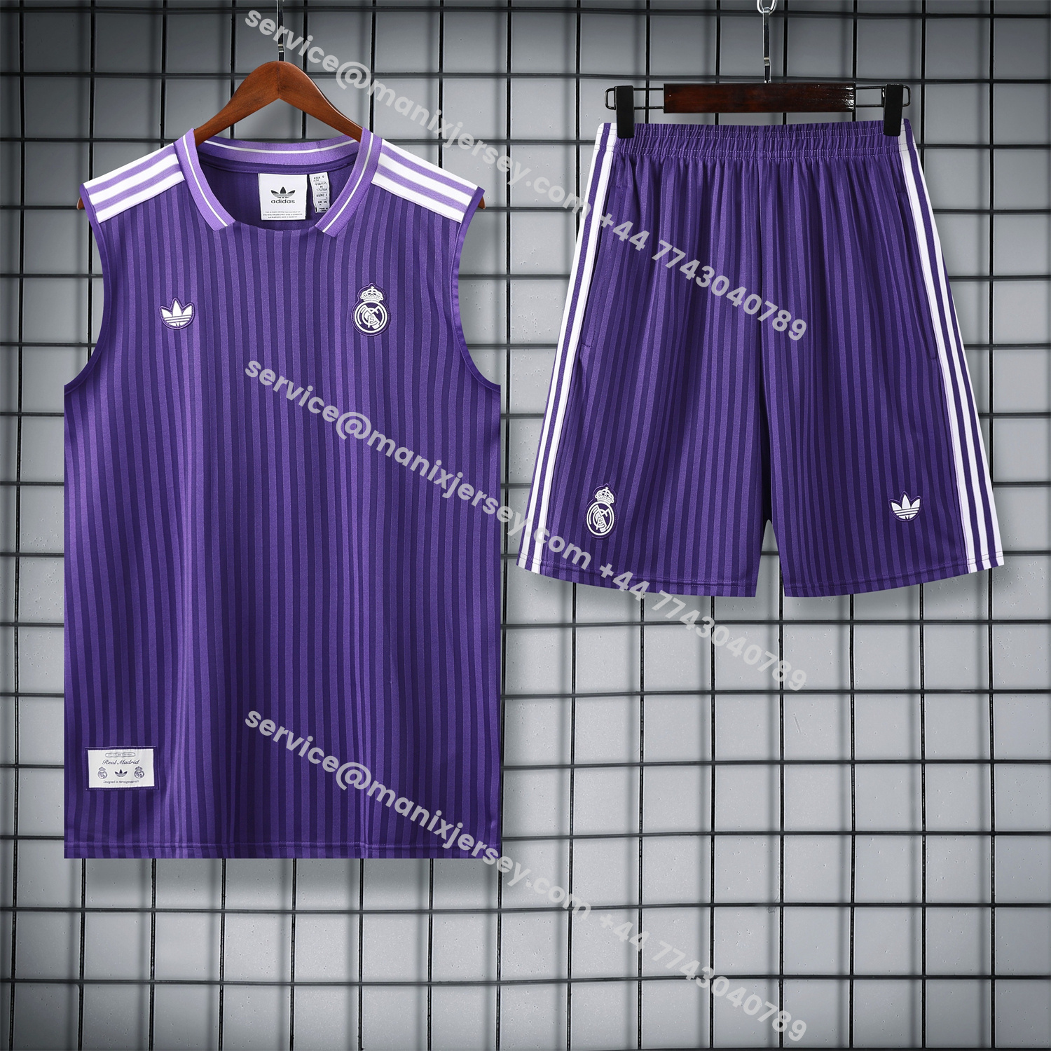 ManixJersey.com | Real Madrid 25-26 Vest Training Set - Pure Purple Vest & Purple Shorts -Customize Name, Number and Patch | Worldwide Shipping
