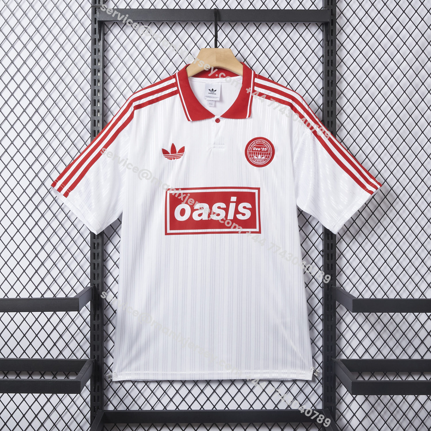 ManixJersey.com | Bohemian 25-26 Oasis Originals Tour White And Red Jersey With Number 25 - Fans Version -Customize Name, Number and Patch | Worldwide Shipping