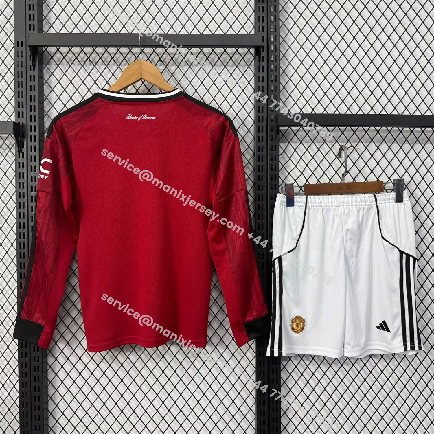 ManixJersey.com | Manchester United 25-26 Home Long Sleeves Kids Kit -Customize Name, Number and Patch | Worldwide Shipping