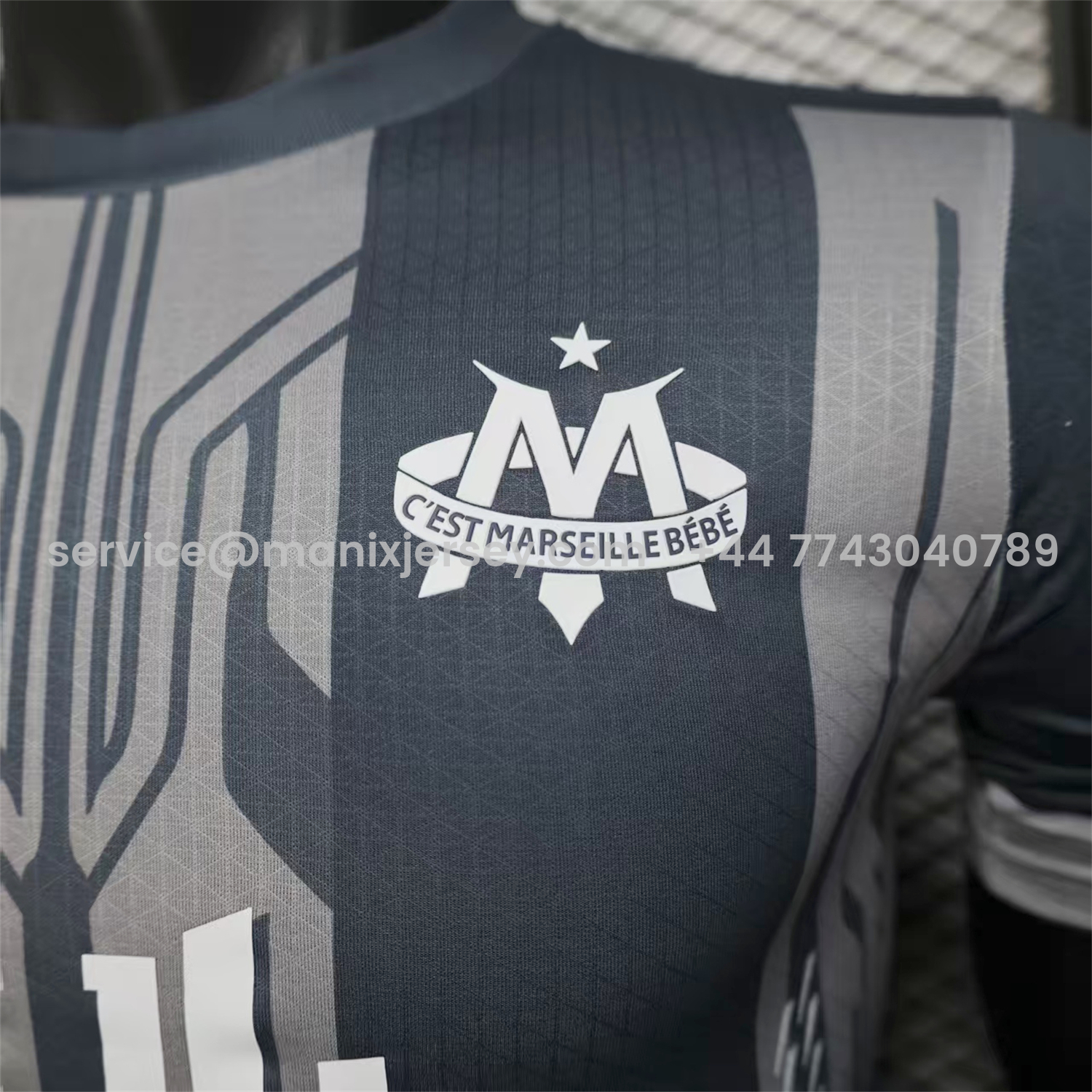 ManixJersey.com | Marseille 25-26 Grey Stripes Special Jersey - Player Version -Customize Name, Number and Patch | Worldwide Shipping
