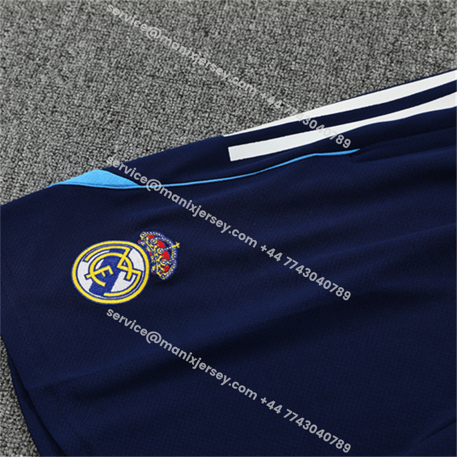 ManixJersey.com | Real Madrid 25-26 Kids Short-Sleeve Training Set - Royal Blue Top & Royal Blue Shorts -Customize Name, Number and Patch | Worldwide Shipping