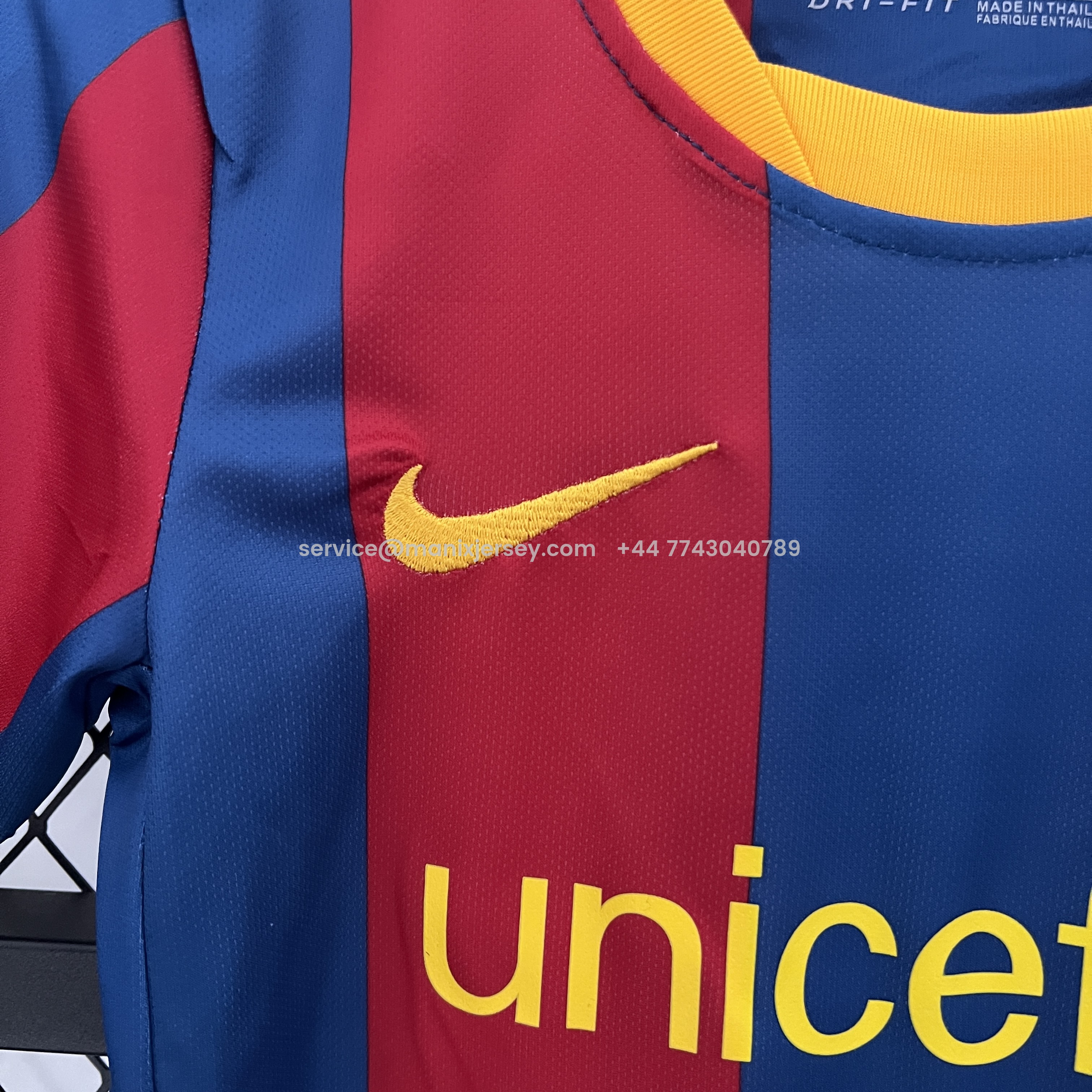ManixJersey.com | Retro Barcelona 2010-11 Home Stadium Kids Kit -Customize Name, Number and Patch | Worldwide Shipping