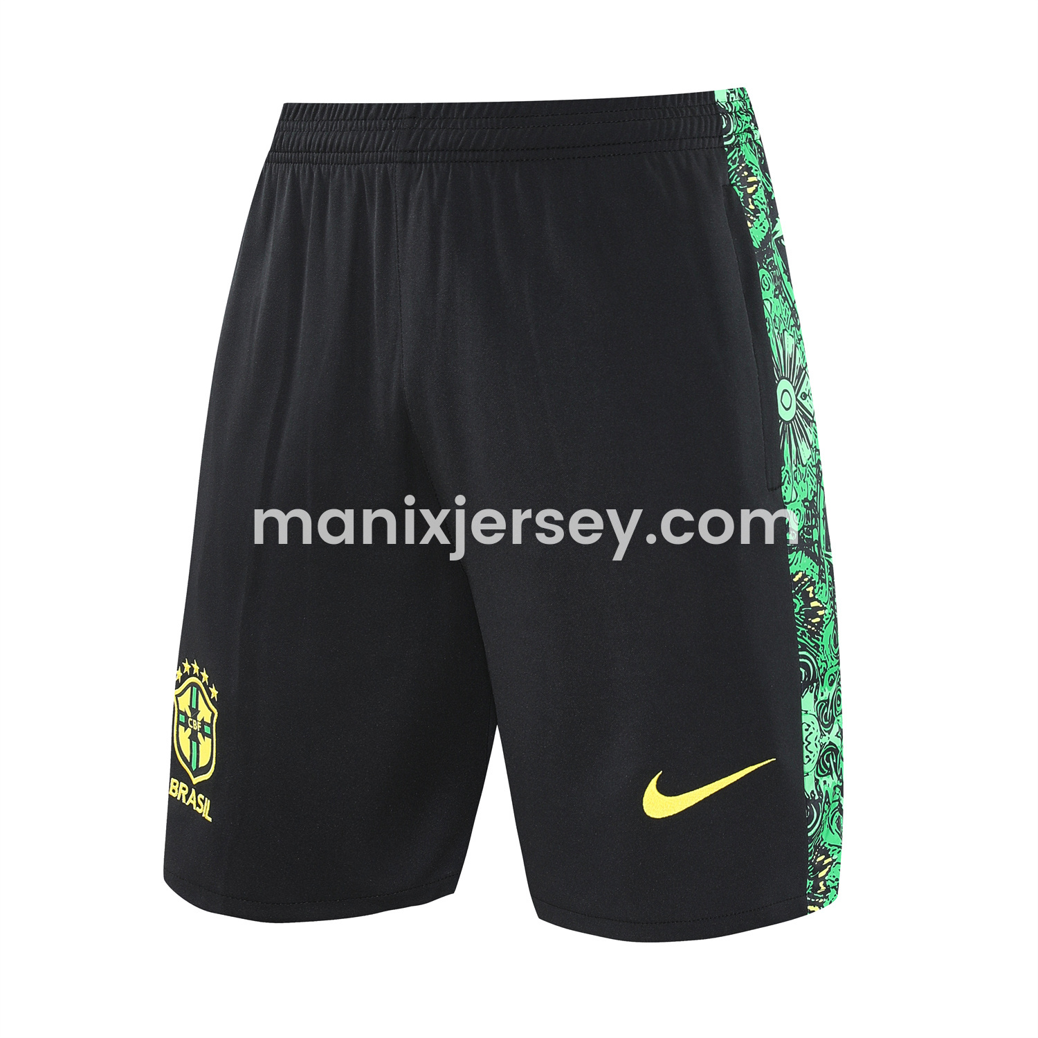 ManixJersey.com | Brazil 25-26 Green Jesus Statue Vest Training Set - Green Vest & Black Shorts -Customize Name, Number and Patch | Worldwide Shipping