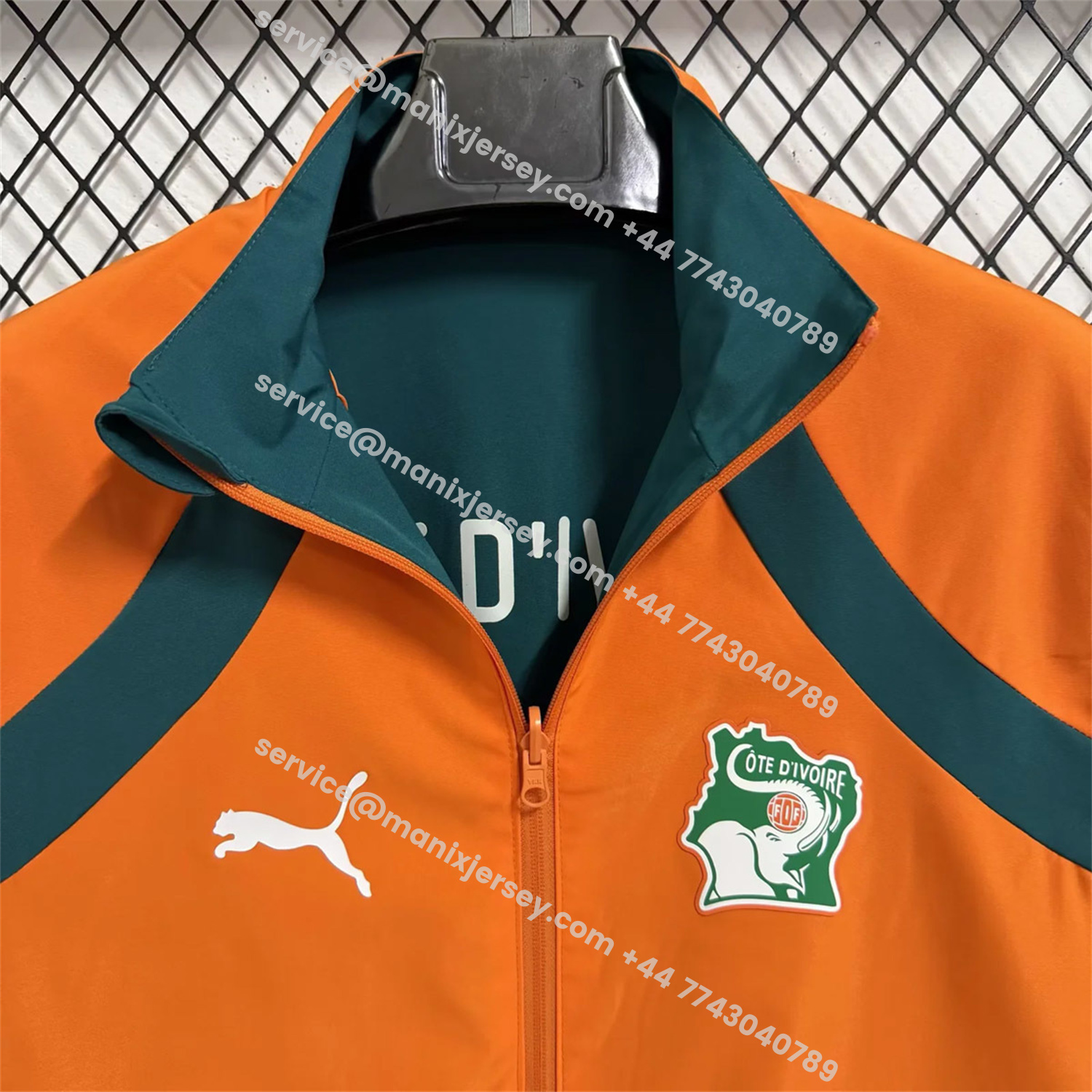 ManixJersey.com | Ivory Coast 2026 Pre-Match Double Sided Reversible Windbreaker - Orange -Customize Name, Number and Patch | Worldwide Shipping