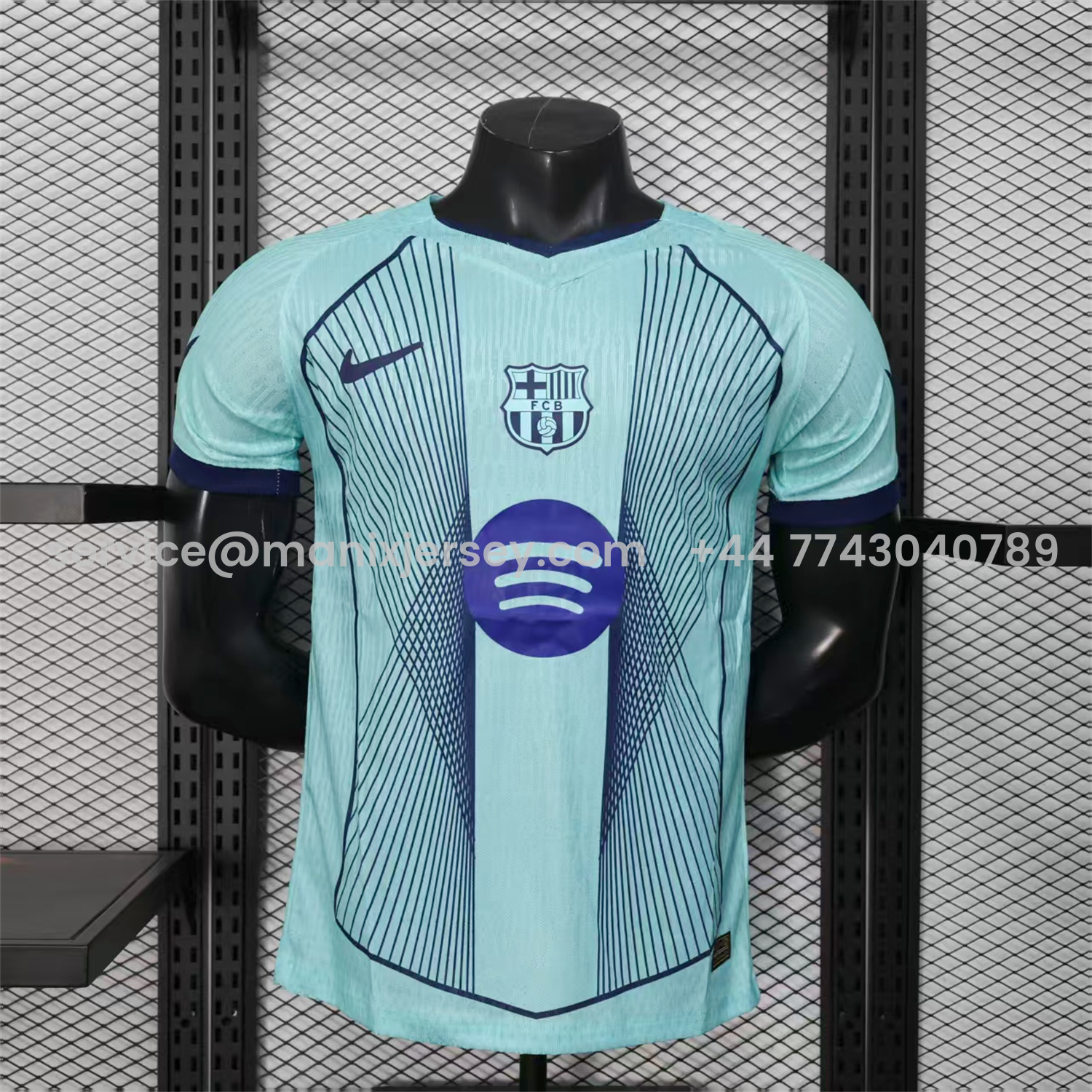 ManixJersey.com | Barcelona 25-26 T90 Cyan Special Jersey - Player Version -Customize Name, Number and Patch | Worldwide Shipping