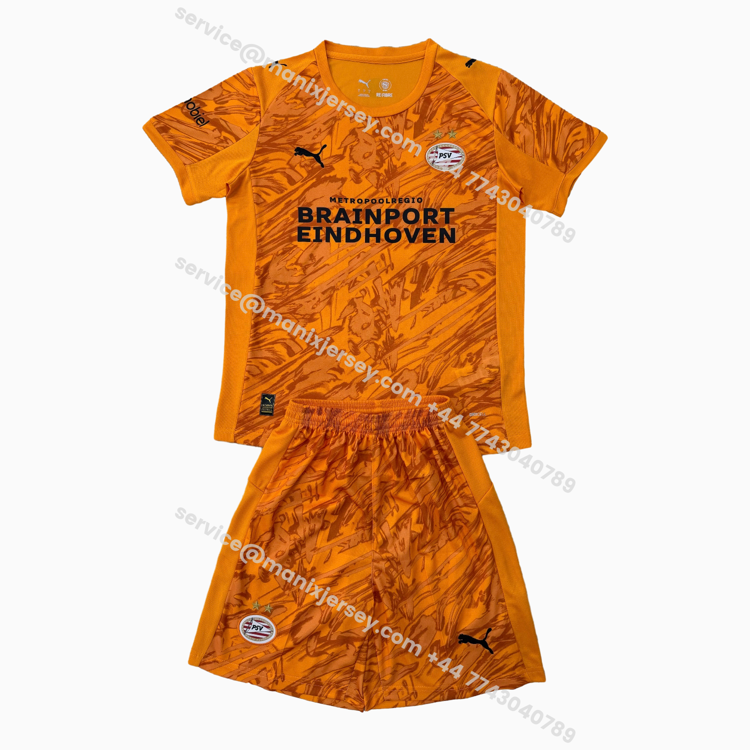 ManixJersey.com | PSV Eindhoven 25-26 Orange Goalkeeper Men's Adult Jersey Set - Fans Version -Customize Name, Number and Patch | Worldwide Shipping