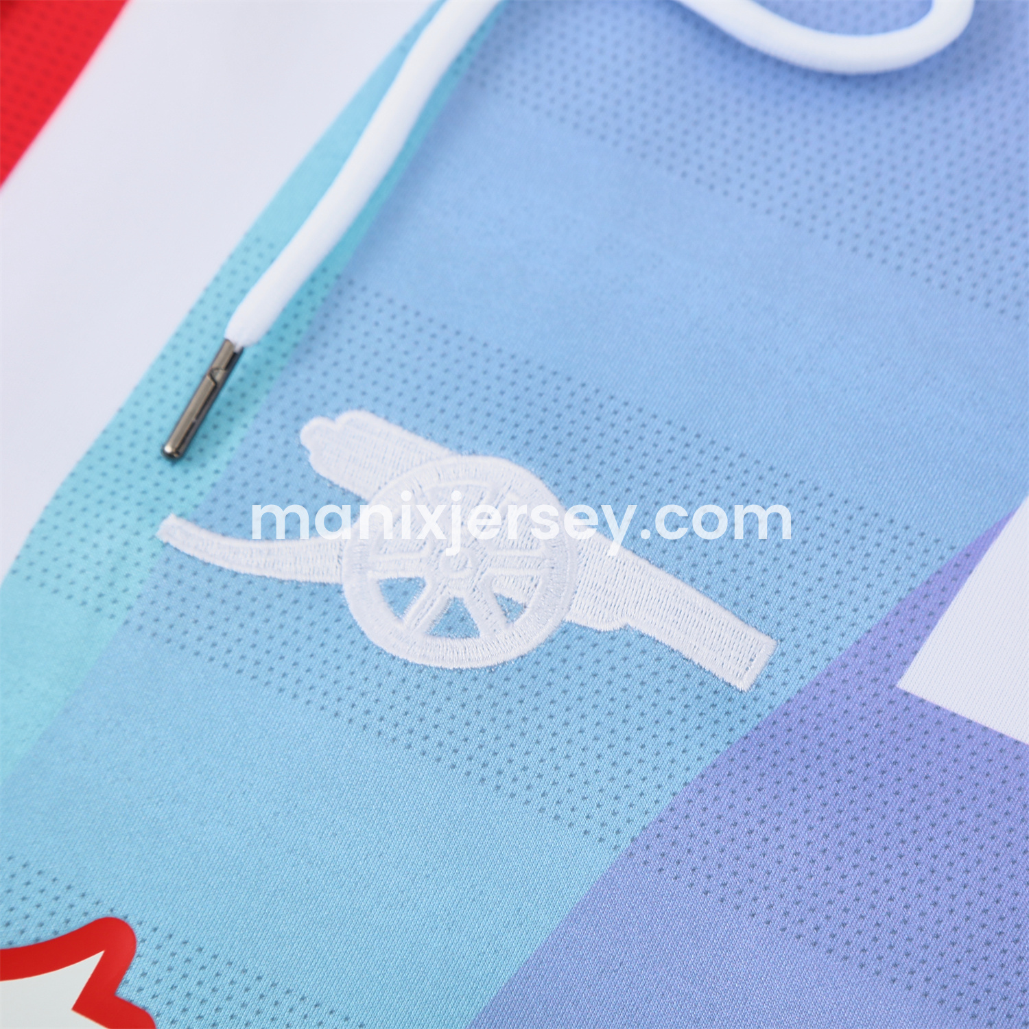 ManixJersey.com | Arsenal 24-25 Pre-Match Training Hoodie Set - White Top and Black Pants -Customize Name, Number and Patch | Worldwide Shipping