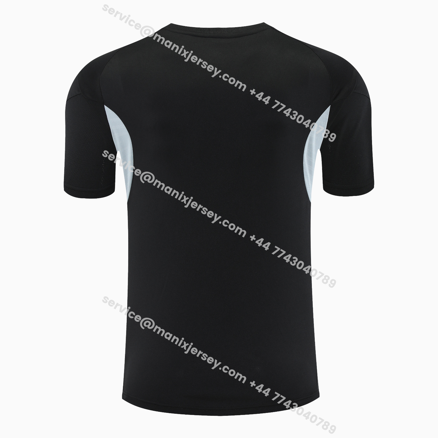 ManixJersey.com | INT M.A.M 25-26 Short-Sleeve Training Set - Light Grey Stripes Black Top & Black Shorts -Customize Name, Number and Patch | Worldwide Shipping