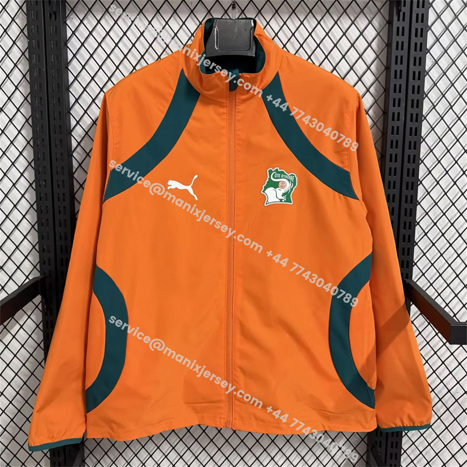 ManixJersey.com | Ivory Coast 2026 Pre-Match Double Sided Reversible Windbreaker - Orange -Customize Name, Number and Patch | Worldwide Shipping