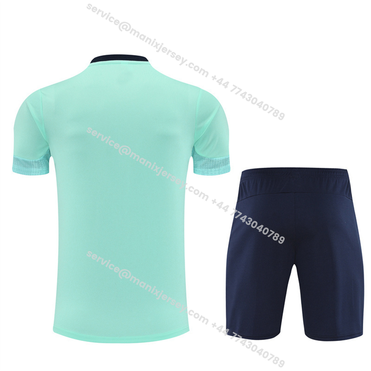 ManixJersey.com | Marseille 25-26 Short-Sleeve Training Set - Nattierblue Top & Deep Blue Pants -Customize Name, Number and Patch | Worldwide Shipping