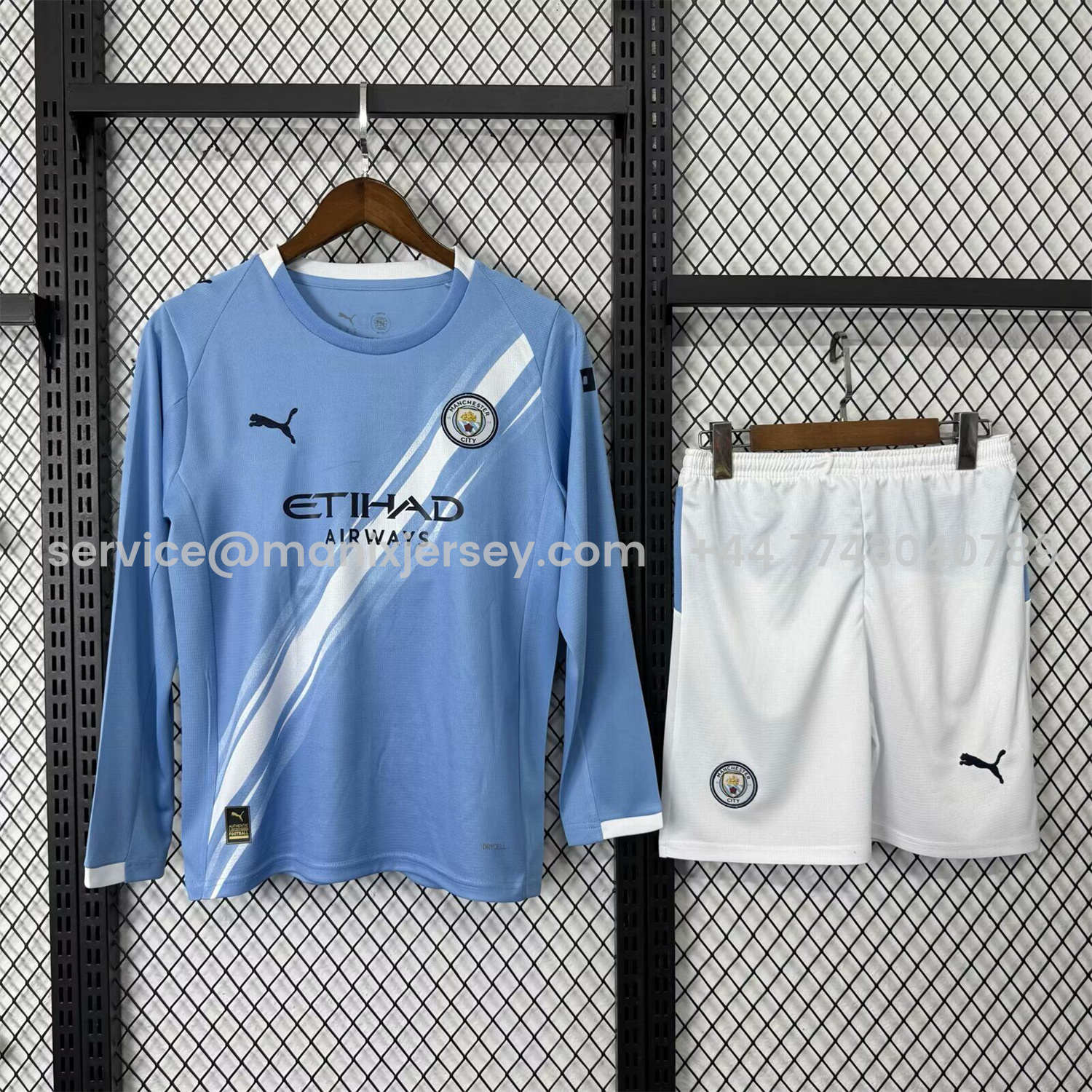 ManixJersey.com | Manchester City 25-26 Home Long Sleeves Kids Kit -Customize Name, Number and Patch | Worldwide Shipping