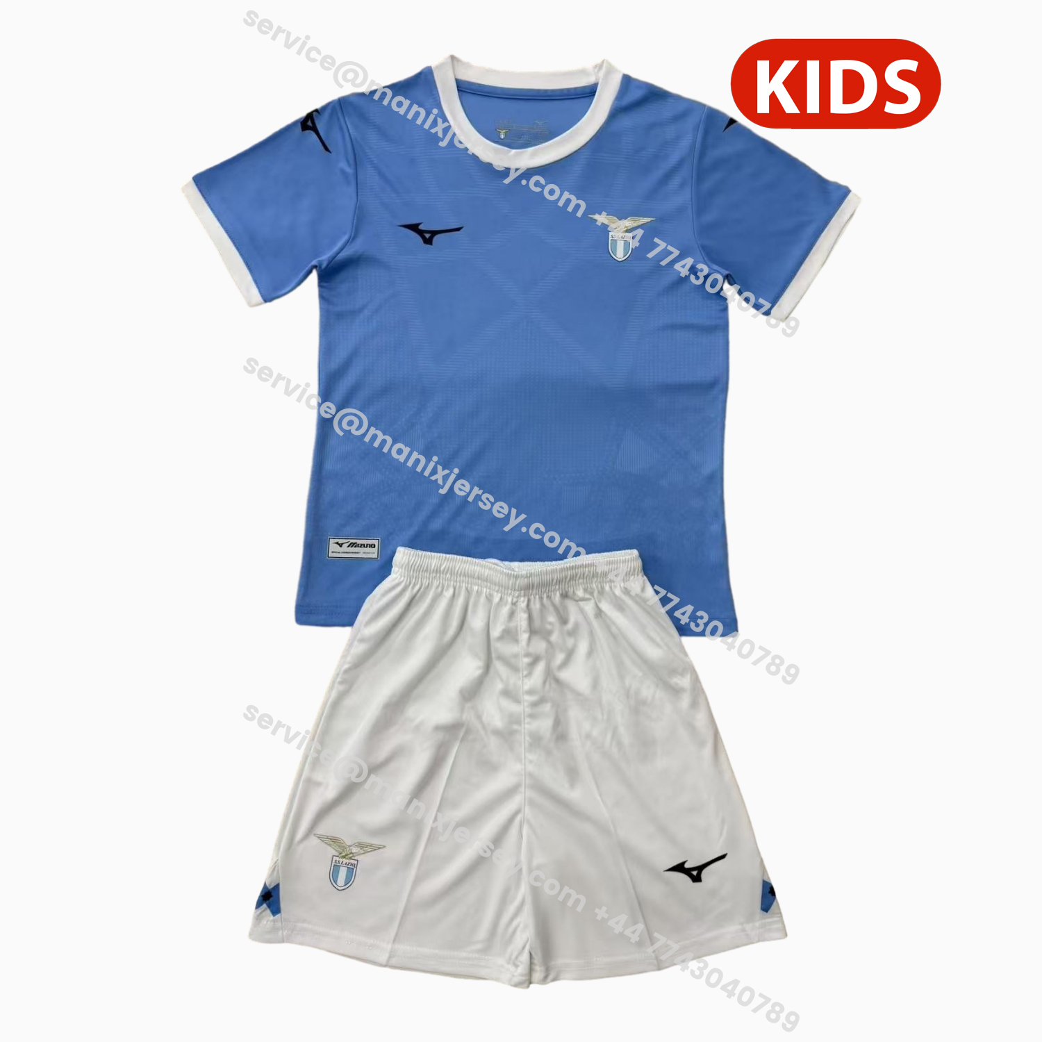ManixJersey.com | Lazio 25-26 Home Kids Kit -Customize Name, Number and Patch | Worldwide Shipping