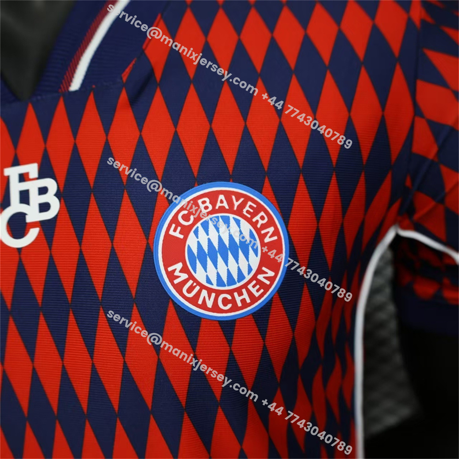 ManixJersey.com | Bayern Munich 25-26 Trefoil Retro Style Red And Deep Blue Jersey - Player Version -Customize Name, Number and Patch | Worldwide Shipping