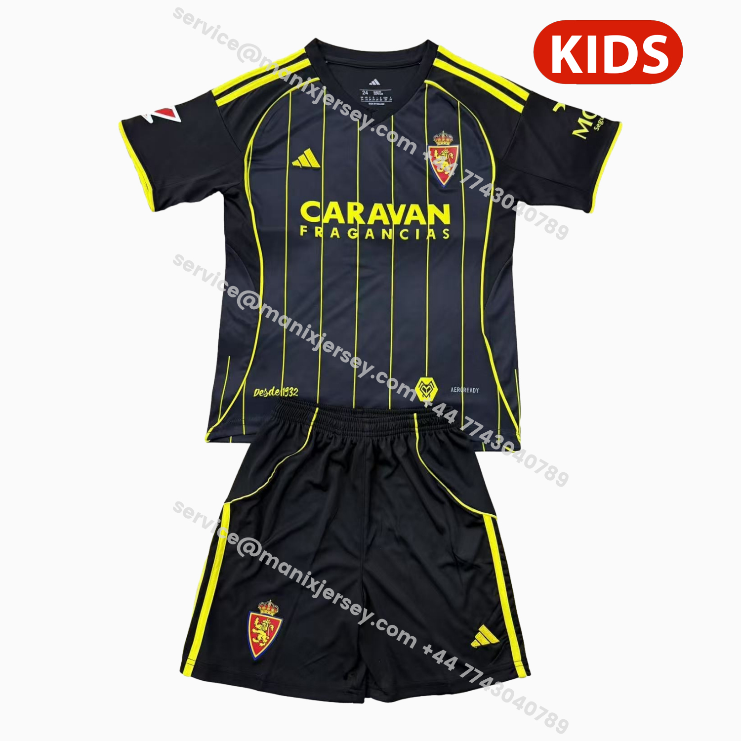 ManixJersey.com | Real Zaragoza 25-26 Away Kids Kit -Customize Name, Number and Patch | Worldwide Shipping