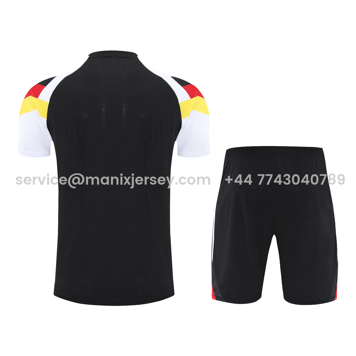 ManixJersey.com | Germany 25-26 Short-Sleeve Training Set - Black Top & Black Shorts -Customize Name, Number and Patch | Worldwide Shipping