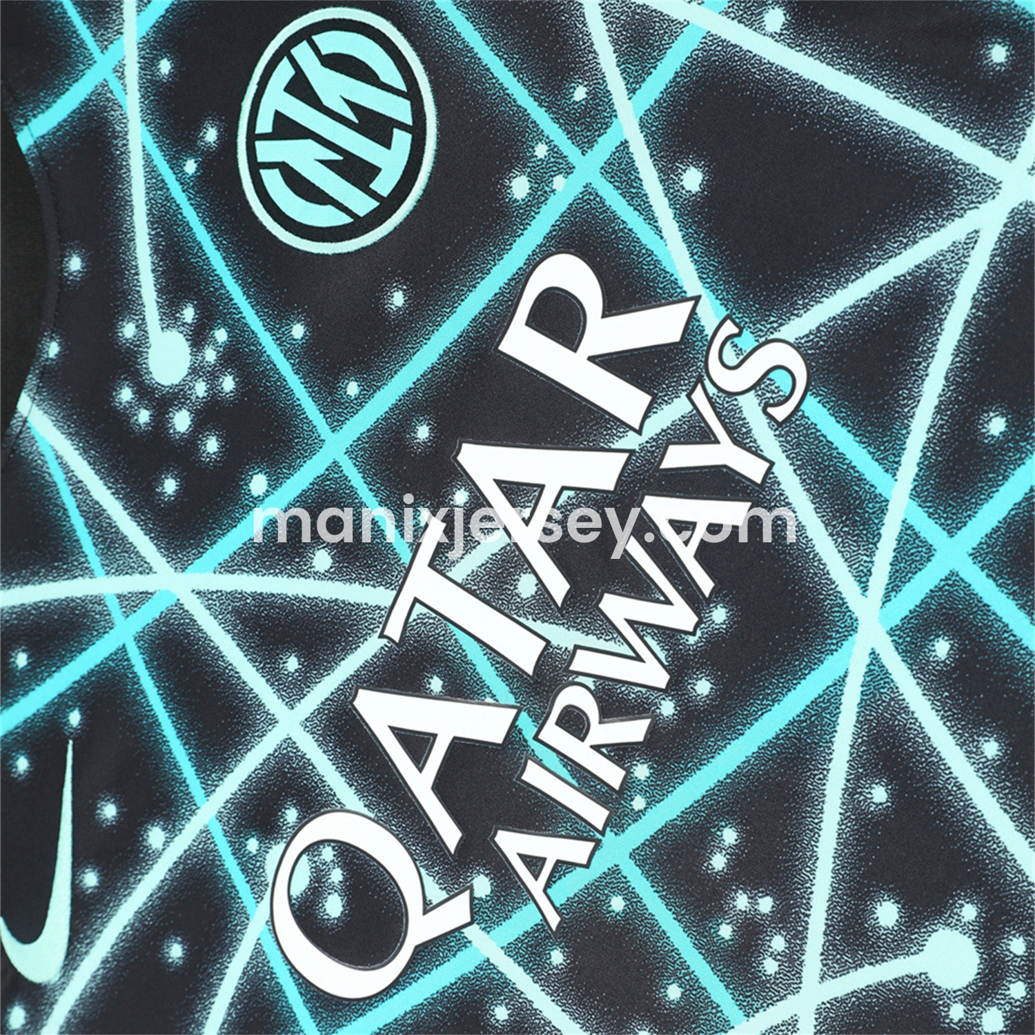 ManixJersey.com | Inter Milan 25-26 Short-Sleeve Training Set - Blue Fluorescent Rays Black Top & Black Shorts -Customize Name, Number and Patch | Worldwide Shipping