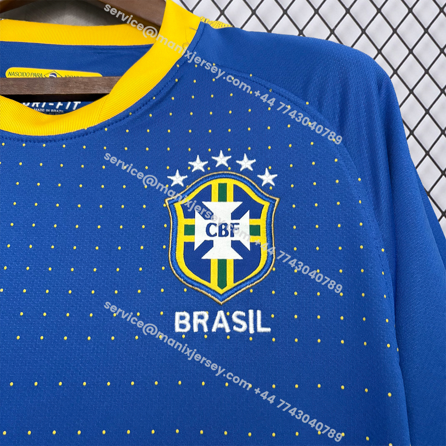 ManixJersey.com | Retro Brazil 2010 Away Blue Jersey -Customize Name, Number and Patch | Worldwide Shipping
