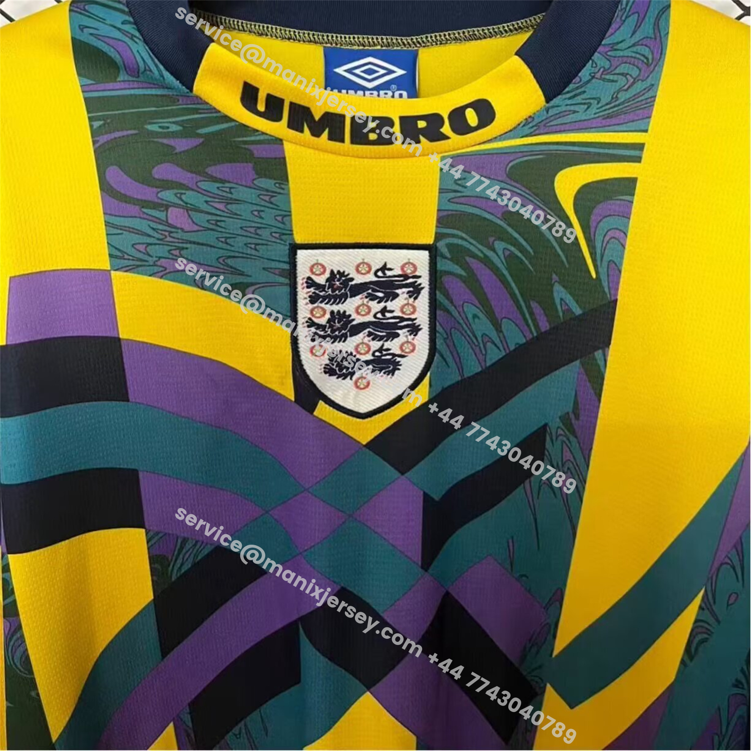 ManixJersey.com | Retro England 1995 Yellow Goalkeeper Long Sleeve Jersey -Customize Name, Number and Patch | Worldwide Shipping