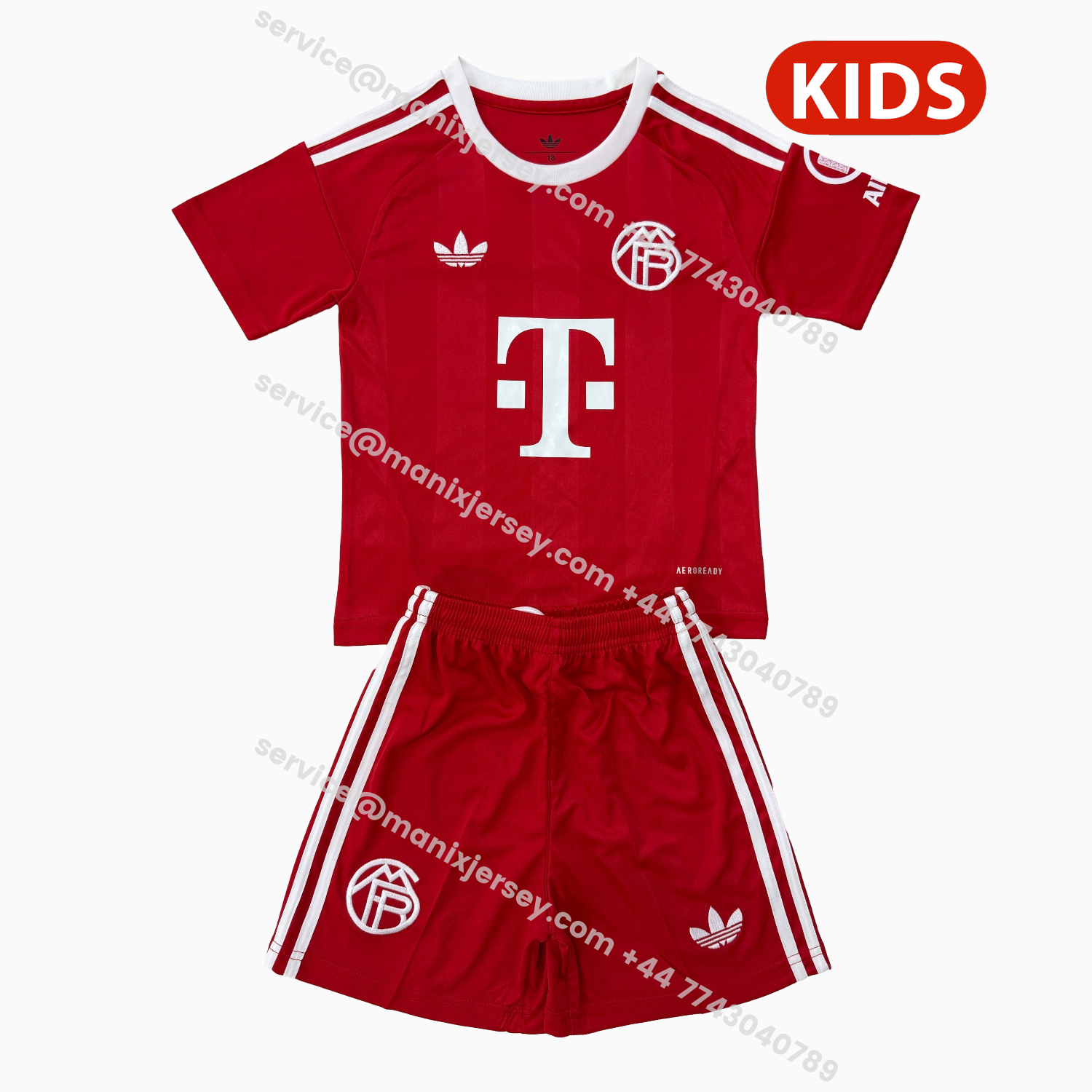 ManixJersey.com | Bayern Munich 25-26 Red Goalkeeper Kids Kit -Customize Name, Number and Patch | Worldwide Shipping