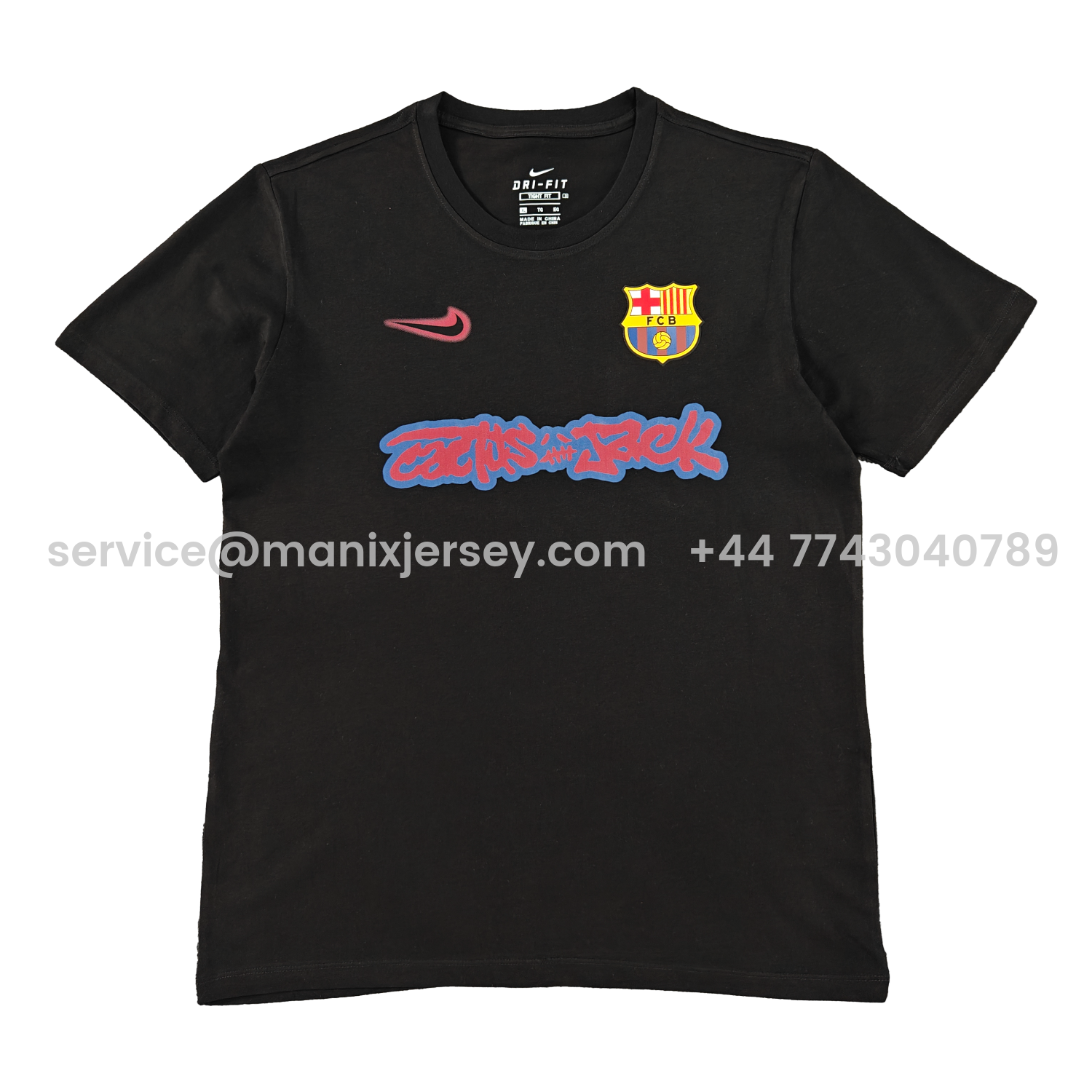 ManixJersey.com | Barcelona x Travis Scott 25-26 Black T-shirt with Red ICON -Customize Name, Number and Patch | Worldwide Shipping