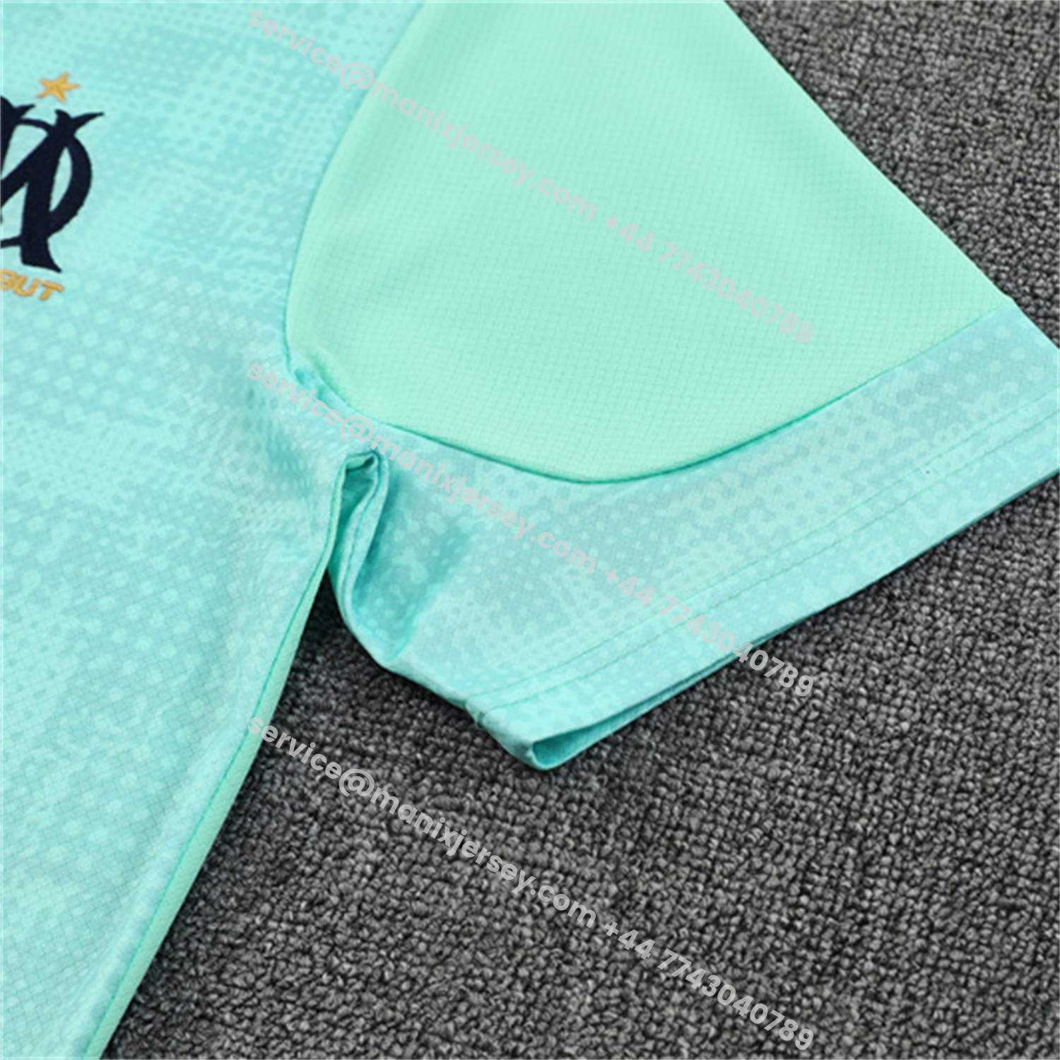 ManixJersey.com | Marseille 25-26 Short-Sleeve Training Set - Nattierblue Top & Deep Blue Pants -Customize Name, Number and Patch | Worldwide Shipping