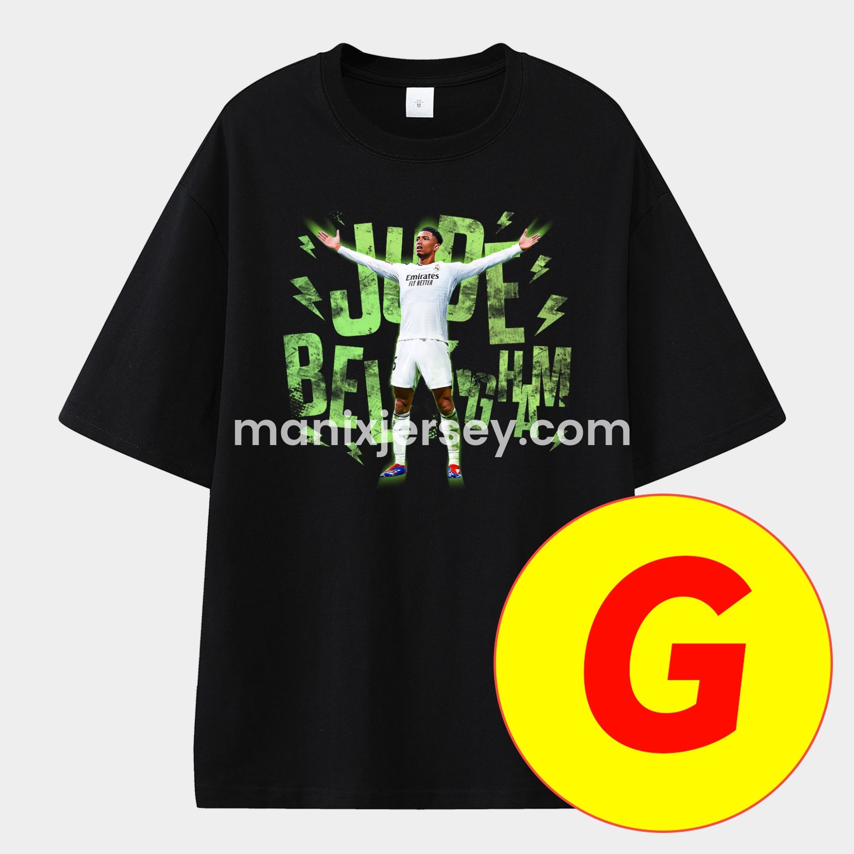 ManixJersey.com | Bellingham Real Madrid England Unisex Pure Cotton T-shirt -Customize Name, Number and Patch | Worldwide Shipping