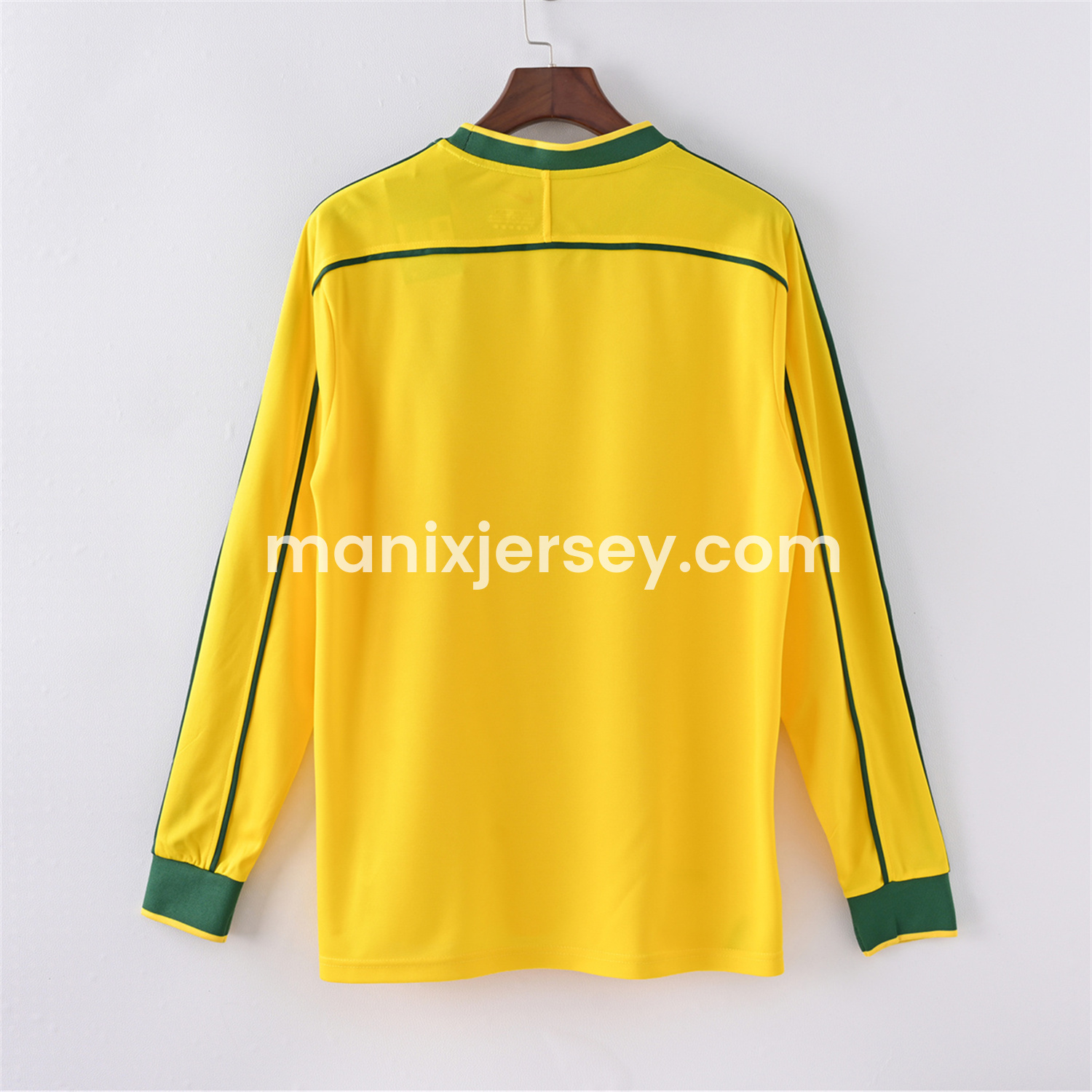 ManixJersey.com | Retro Brazil 1998 Home Long Sleeves Jersey -Customize Name, Number and Patch | Worldwide Shipping