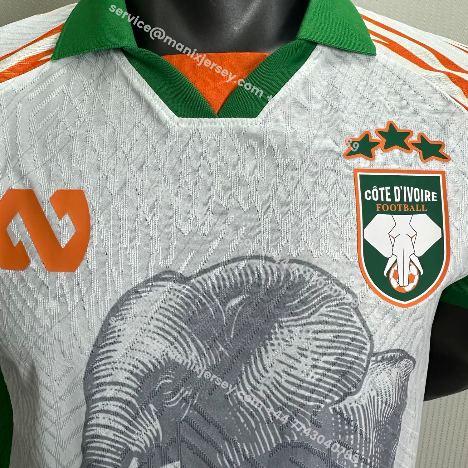 ManixJersey.com | Ivory Coast 25-26 Elephant And Kid White Jersey - Player Version -Customize Name, Number and Patch | Worldwide Shipping