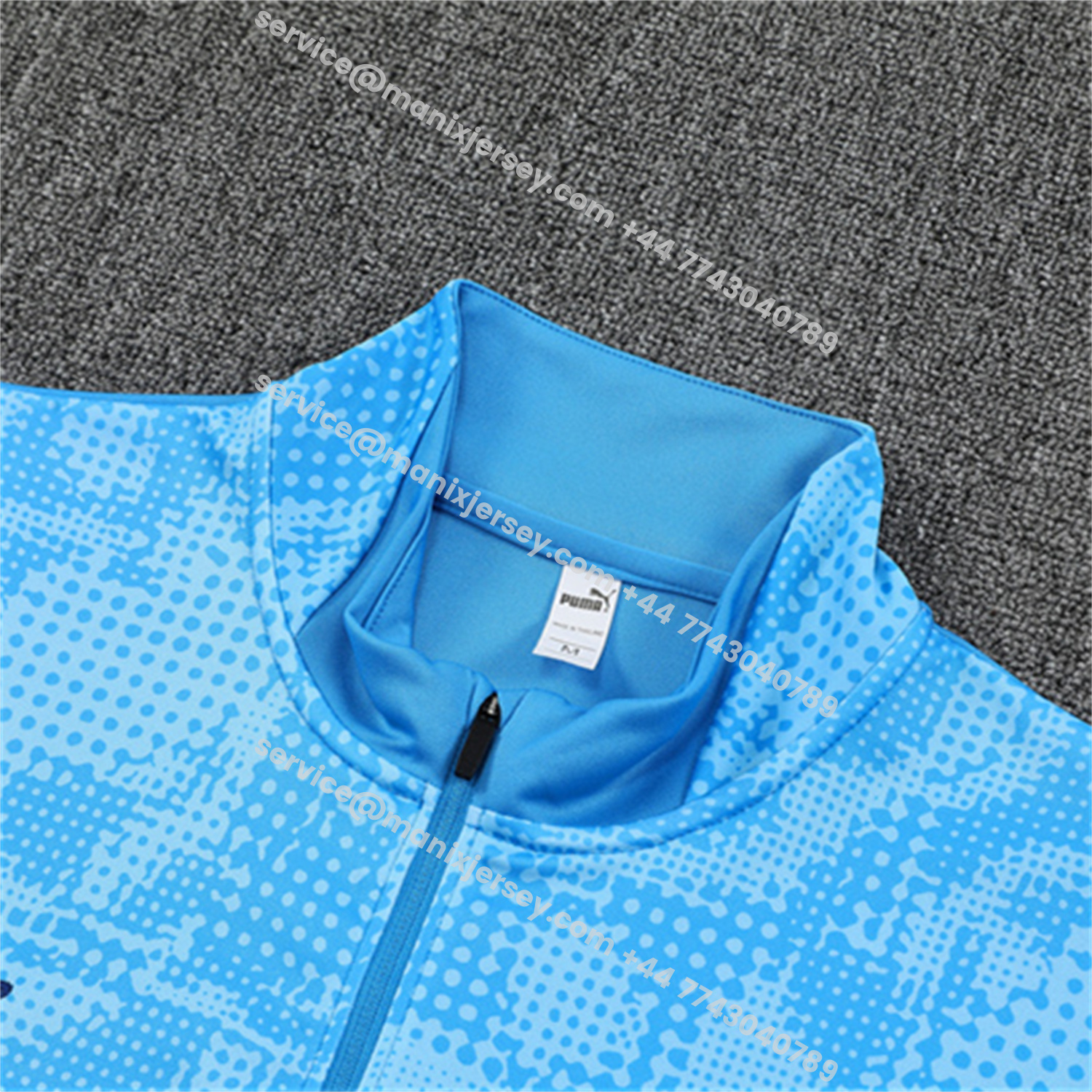 ManixJersey.com | Manchester City 25-26 Kids Long Sleeve Training Set -Light Blue Top & Deep Blue Pants -Customize Name, Number and Patch | Worldwide Shipping