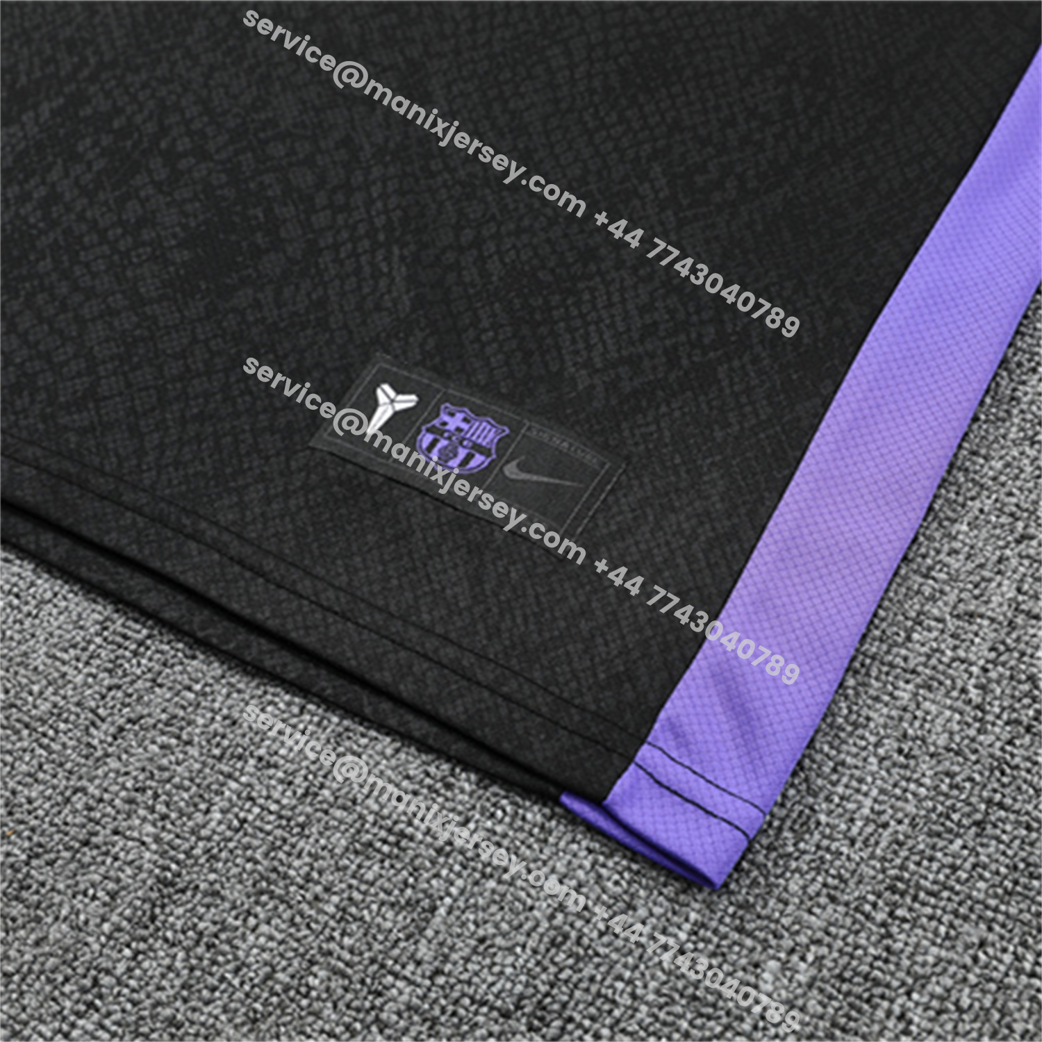 ManixJersey.com | Barcelona 25-26 X KB Short-Sleeve Training Set - Black Blue Top & Black Shorts -Customize Name, Number and Patch | Worldwide Shipping