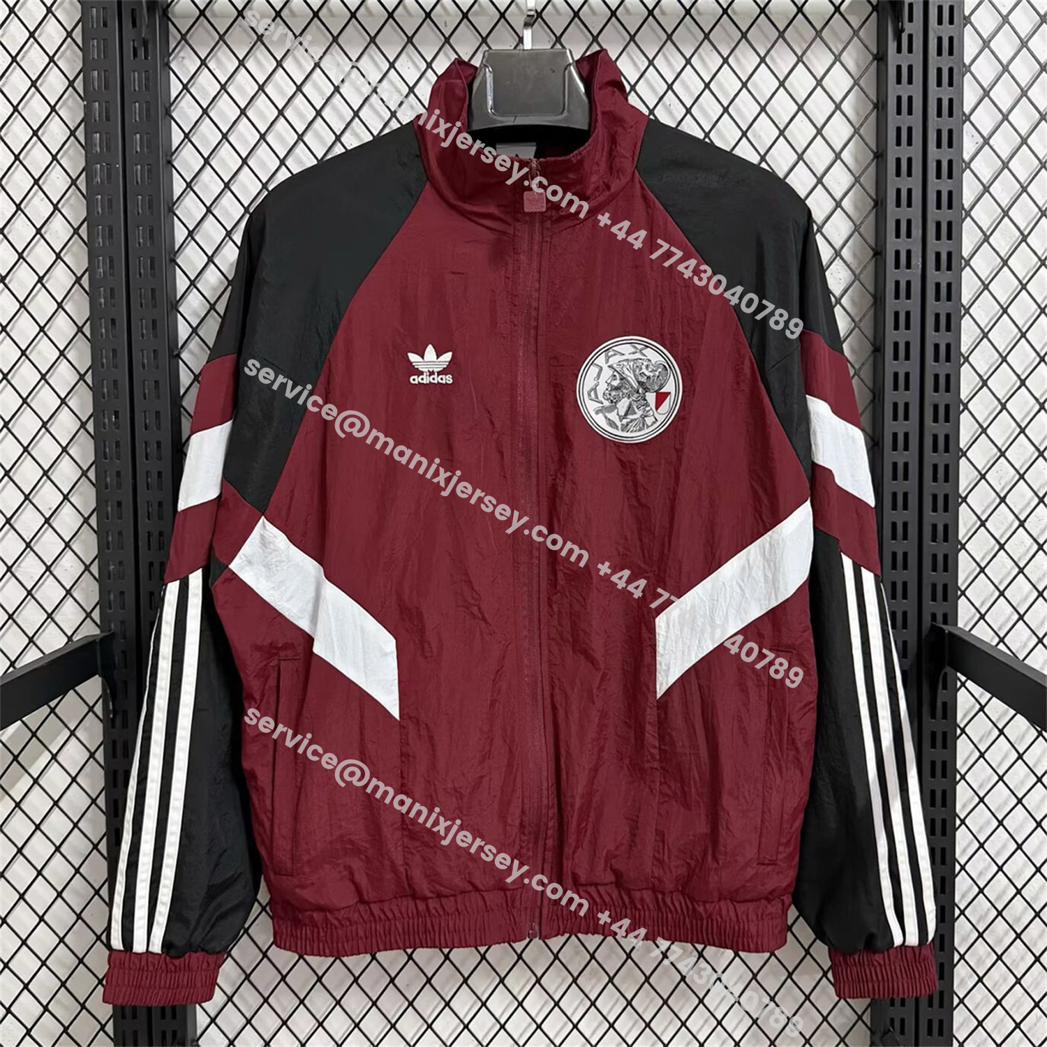 ManixJersey.com | Ajax 25-26 Training Windbreaker Jacket - Wine Red -Customize Name, Number and Patch | Worldwide Shipping