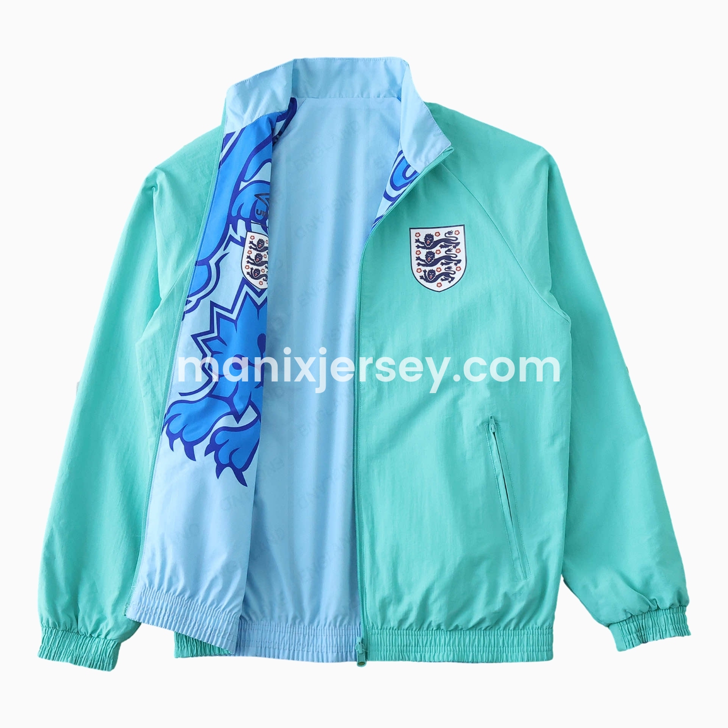 ManixJersey.com | Retro England 1992 Third Double Sided Reversible Windbreaker - Blue & Green -Customize Name, Number and Patch | Worldwide Shipping