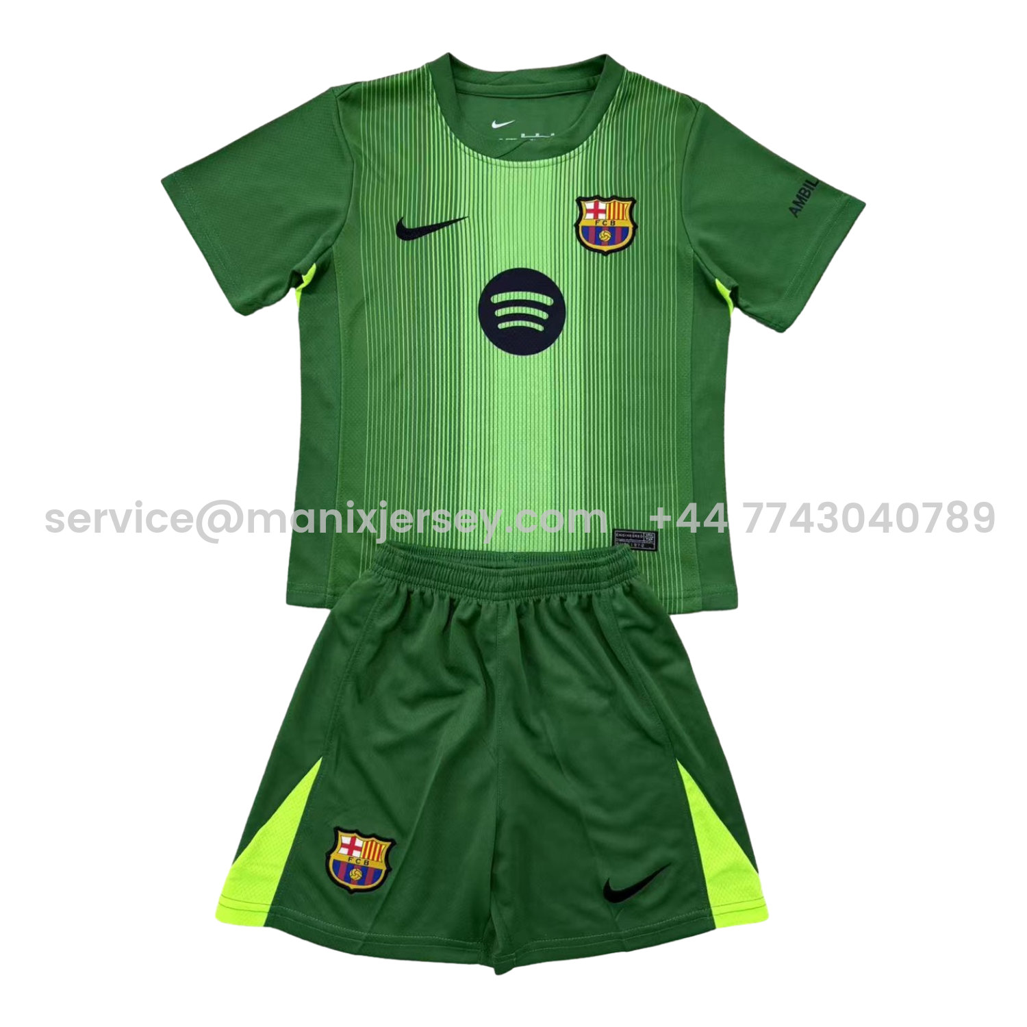 ManixJersey.com | Barcelona 25-26 Goalkeeper Green Men's Adult Jersey Set - Fans Version -Customize Name, Number and Patch | Worldwide Shipping
