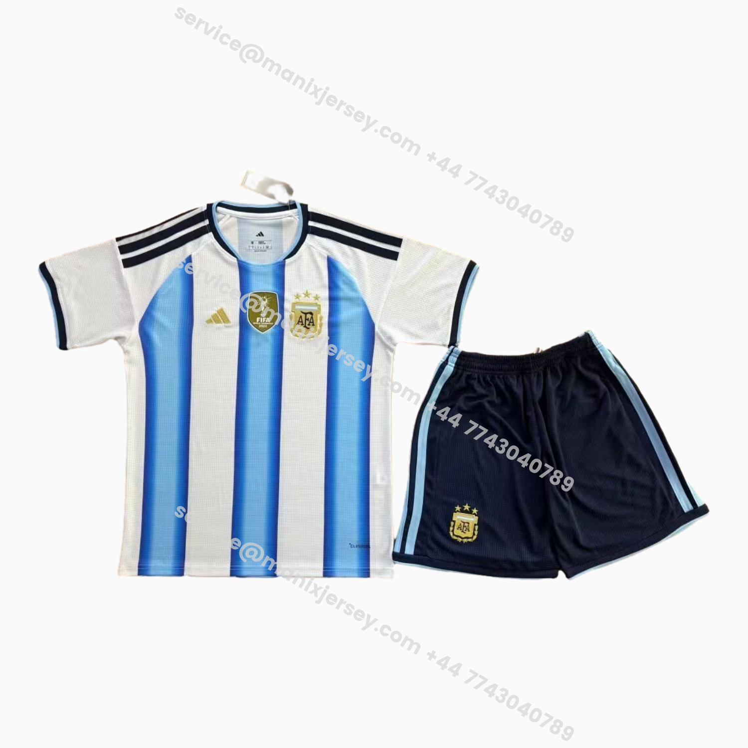 ManixJersey.com | Argentina 2026 Home Kids Kit - With Chest Patch -Customize Name, Number and Patch | Worldwide Shipping