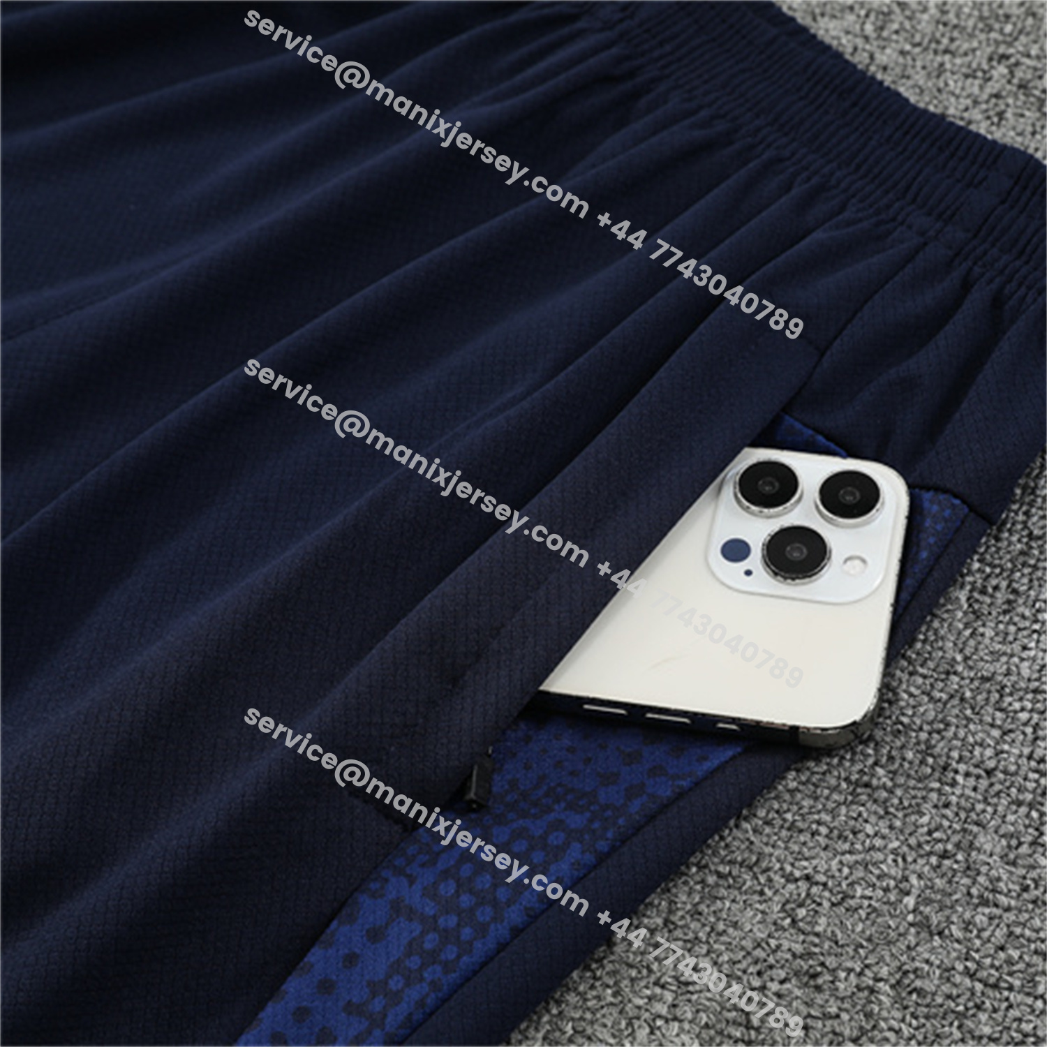 ManixJersey.com | Marseille 25-26 Short-Sleeve Training Set - Nattierblue Top & Deep Blue Pants -Customize Name, Number and Patch | Worldwide Shipping