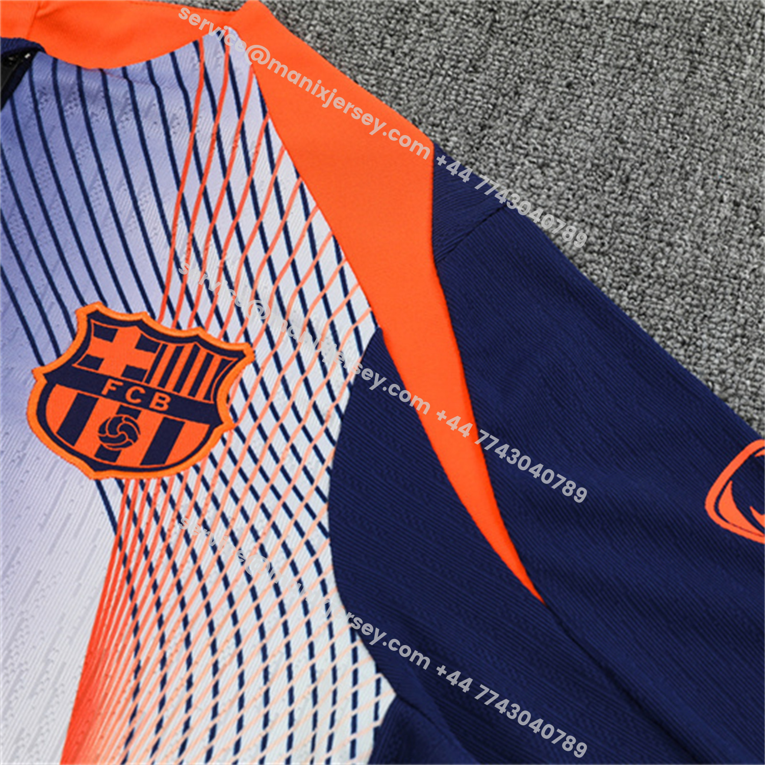 ManixJersey.com | Barcelona 25-26 Kids Long Sleeve Training Set - Red Blue Line Top & Blue Pants -Customize Name, Number and Patch | Worldwide Shipping