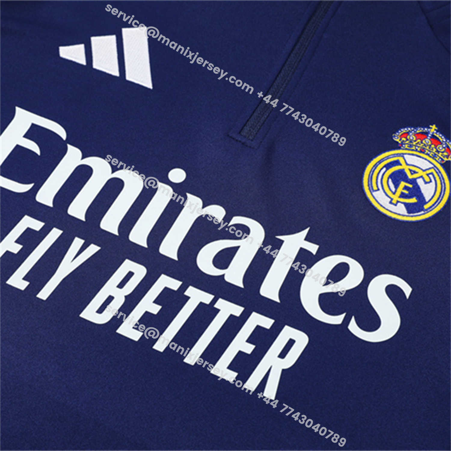 ManixJersey.com | Real Madrid 25-26 Long Sleeve Training Set - Deep Blue Top & Pants -Customize Name, Number and Patch | Worldwide Shipping