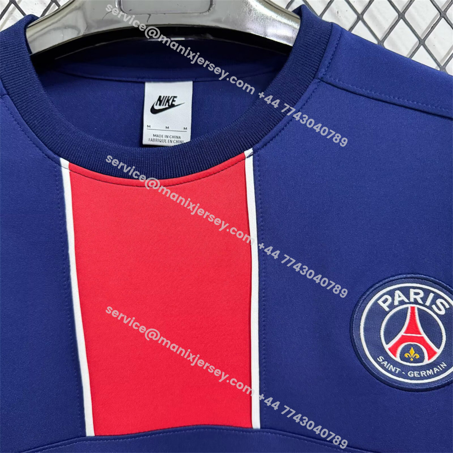 ManixJersey.com | Paris Saint-Germain PSG 25-26 Blue And Red Unisex Pullover Hoodie -Customize Name, Number and Patch | Worldwide Shipping