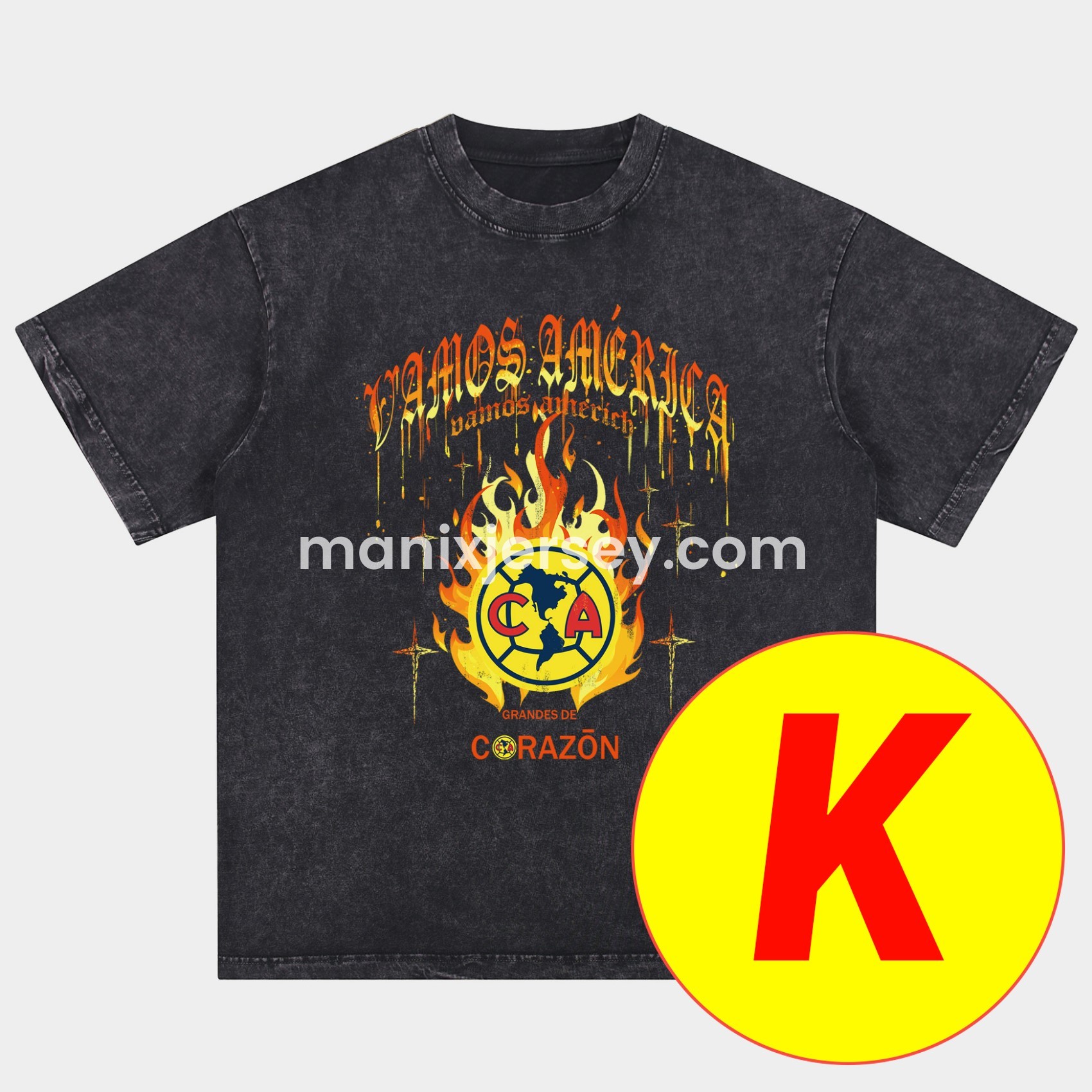 ManixJersey.com | Club América Triple Championship Oversized Washed T-Shirt -Customize Name, Number and Patch | Worldwide Shipping