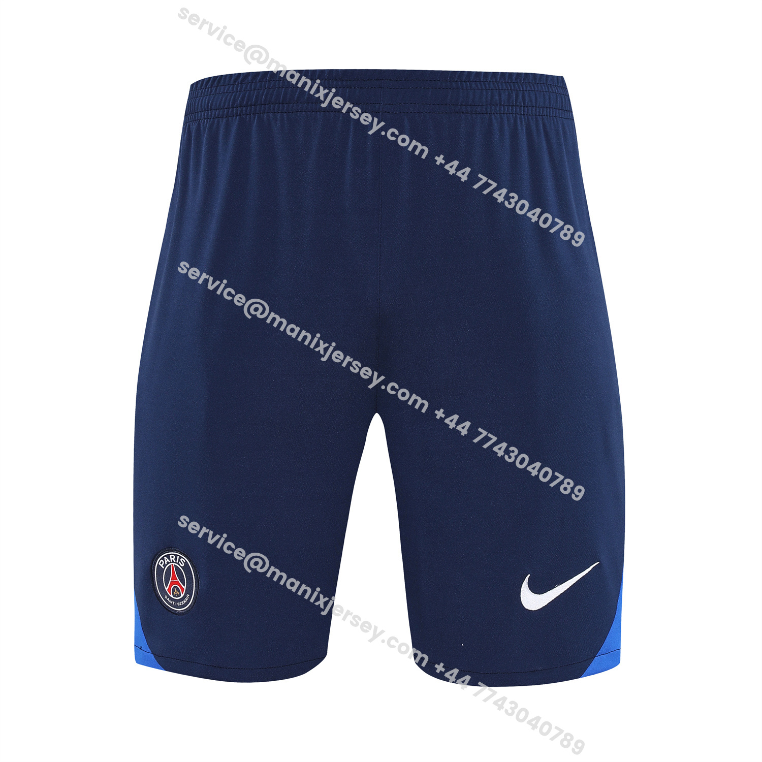 ManixJersey.com | Paris Saint-Germain PSG 25-26 Short-Sleeve Training Set - Blue Top & Deep Blue Shorts -Customize Name, Number and Patch | Worldwide Shipping