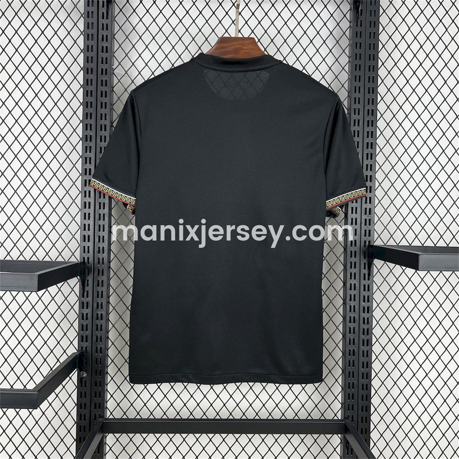 ManixJersey.com | Paris Saint-Germain PSG 25-26 Red White Stripes Black Jersey - Fans Version -Customize Name, Number and Patch | Worldwide Shipping