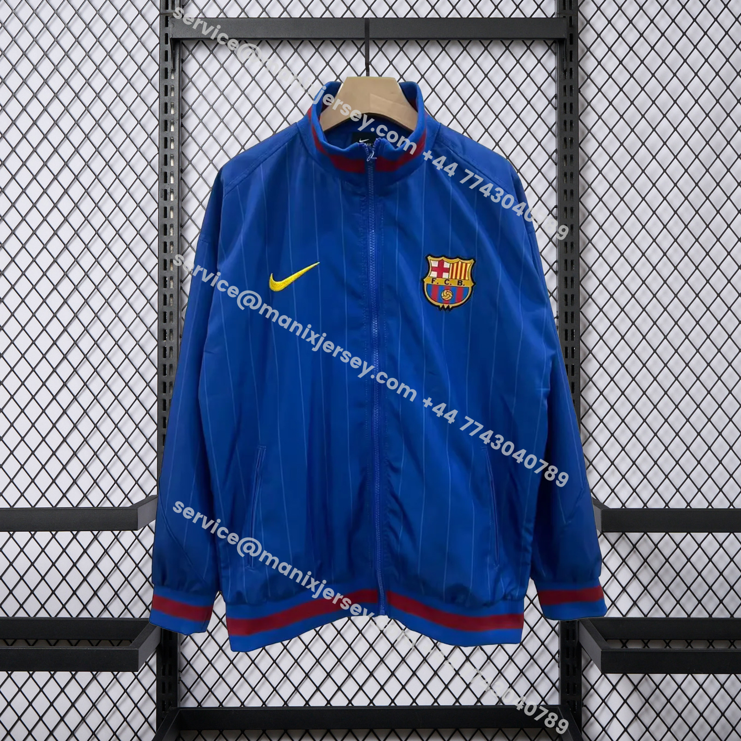 ManixJersey.com | Barcelona 25-26 Windbreaker Jacket - Dark Blue -Customize Name, Number and Patch | Worldwide Shipping