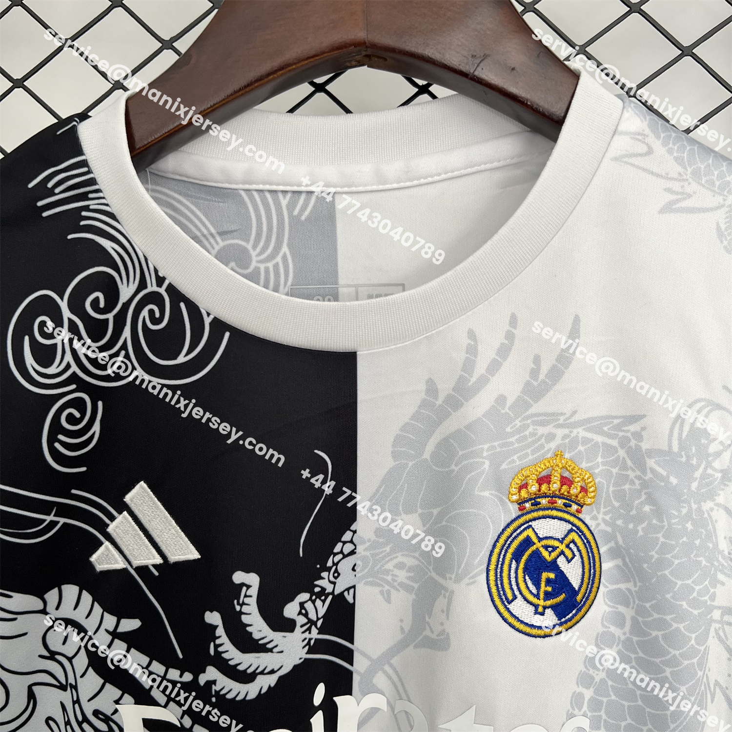 ManixJersey.com | Real Madrid 25-26 Dragon White And Black Special Kids Kit -Customize Name, Number and Patch | Worldwide Shipping