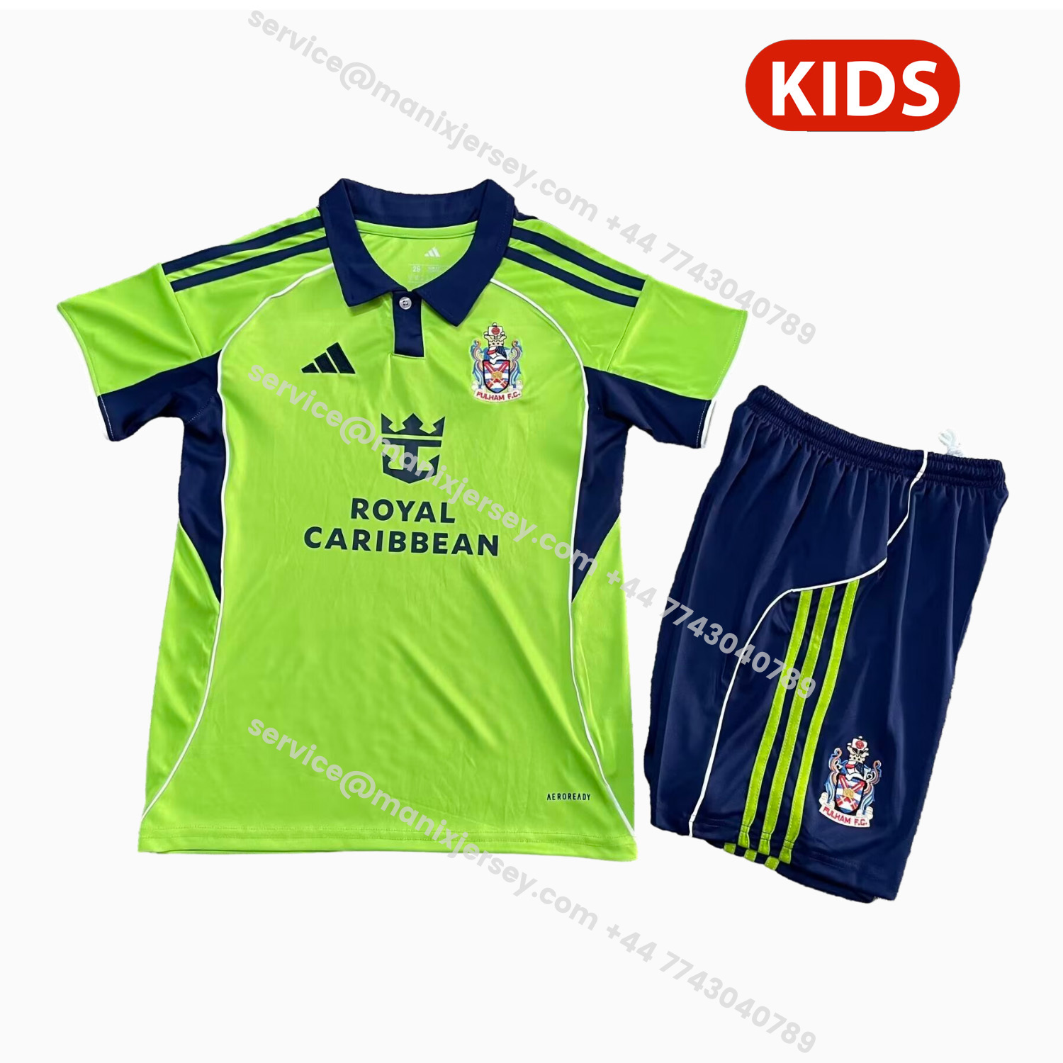 ManixJersey.com | Fulham 25-26 Away Green Kids Kit -Customize Name, Number and Patch | Worldwide Shipping